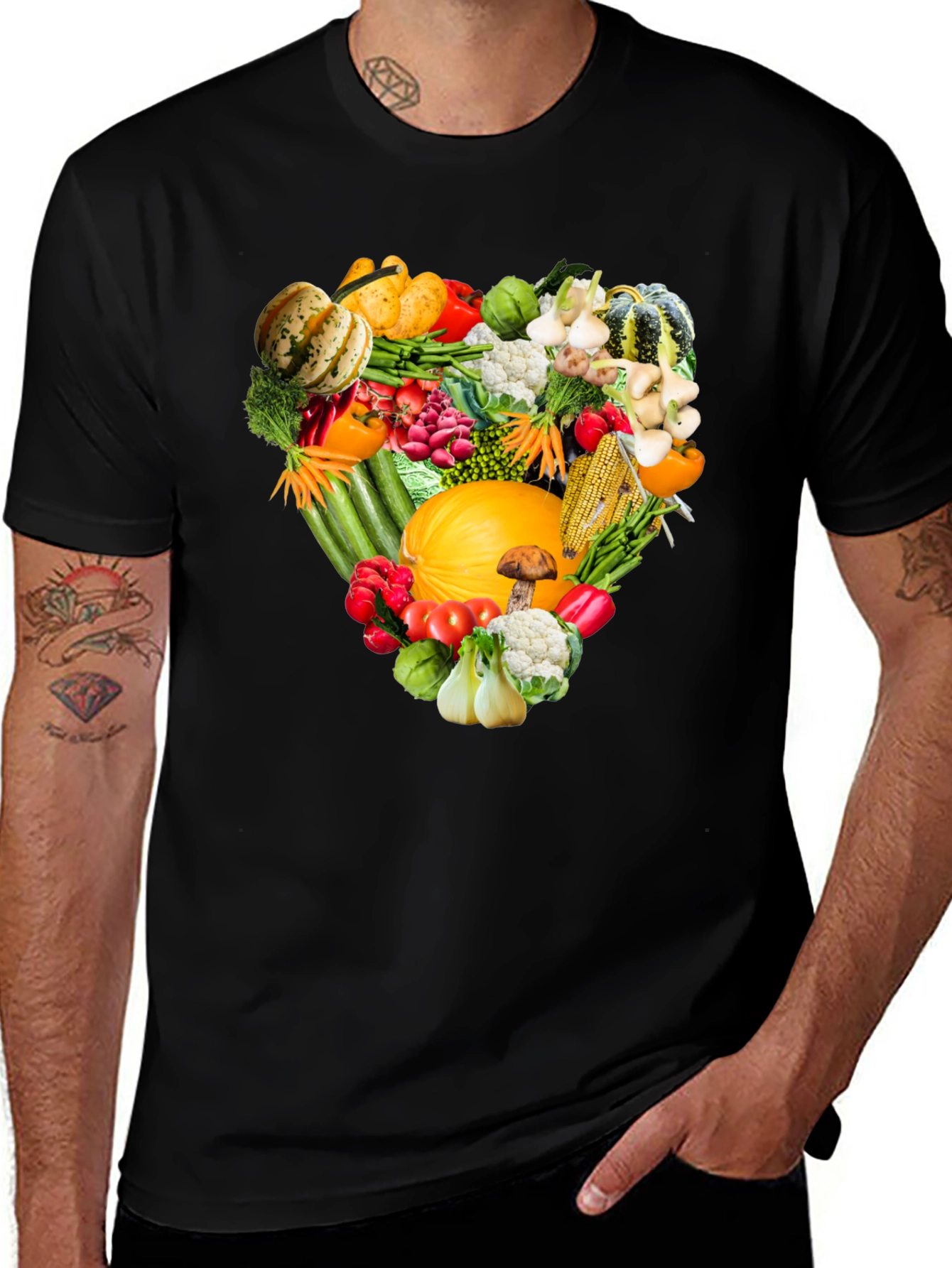 Vegetable Heart Graphic Tee - Eat Your Veggies!