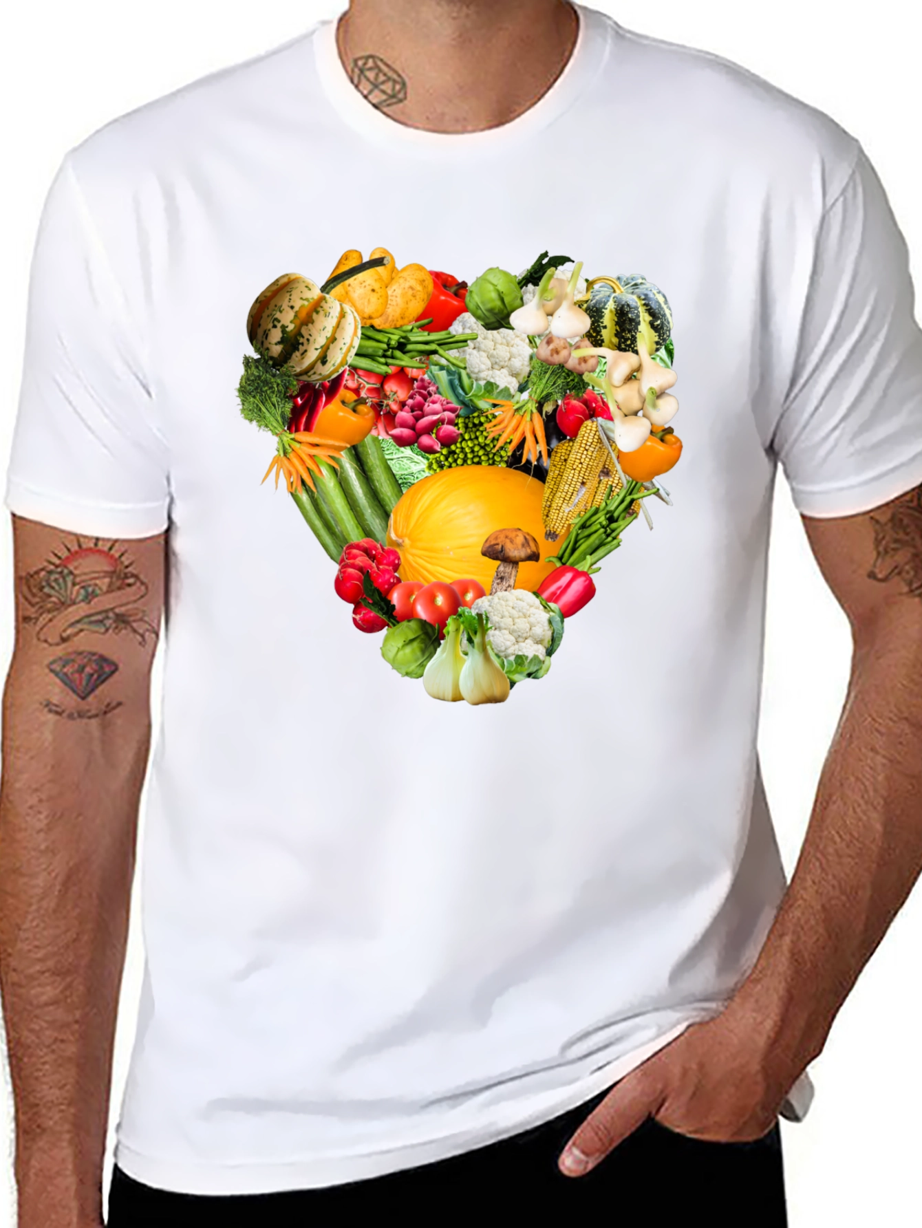 Vegetable Heart Graphic Tee - Eat Your Veggies!