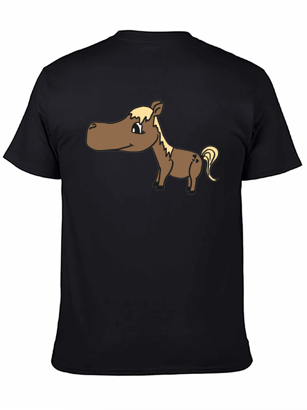 Cartoon Horse T-Shirt - Black Cotton Tee