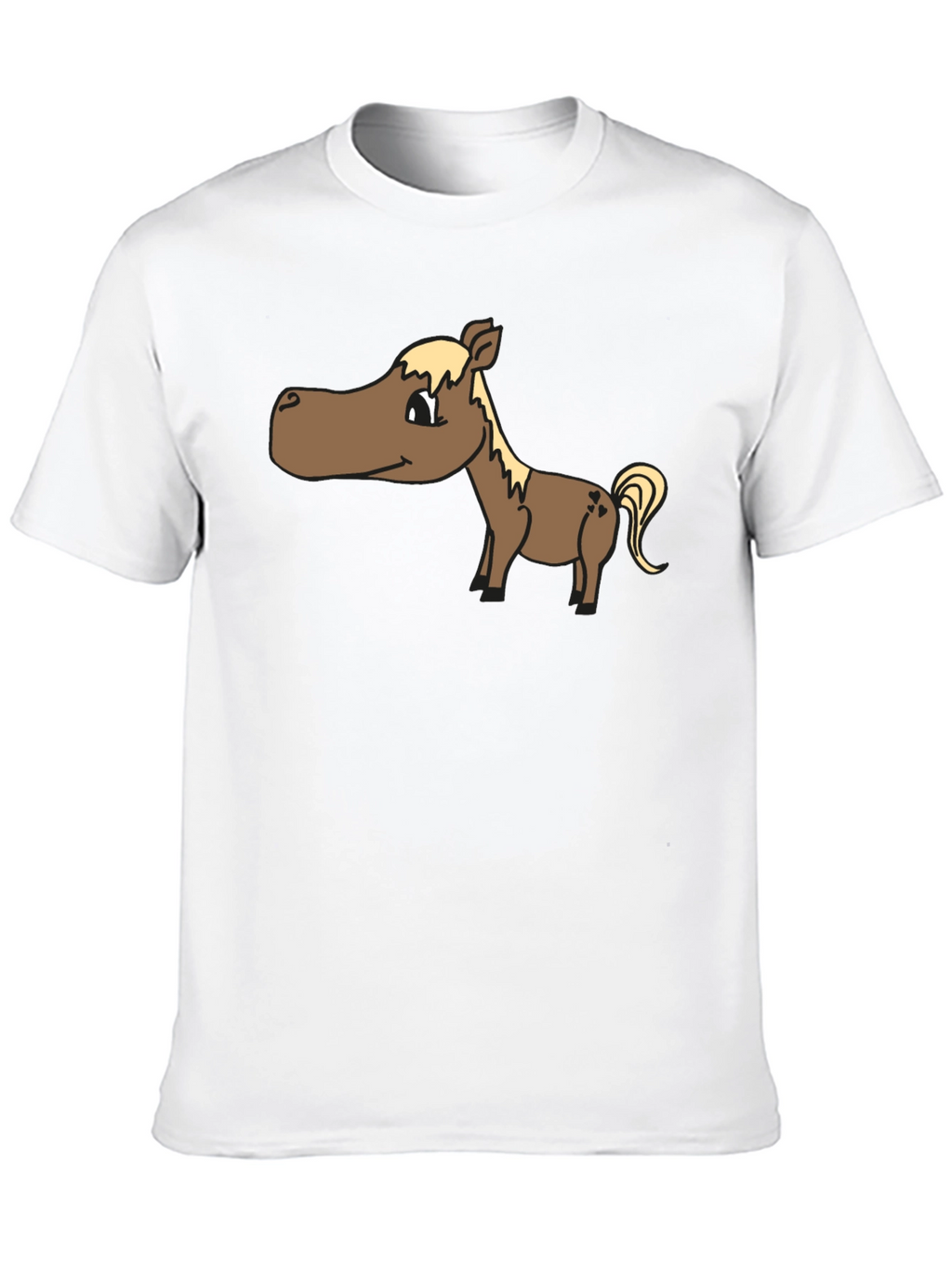 Cartoon Horse T-Shirt - Black Cotton Tee