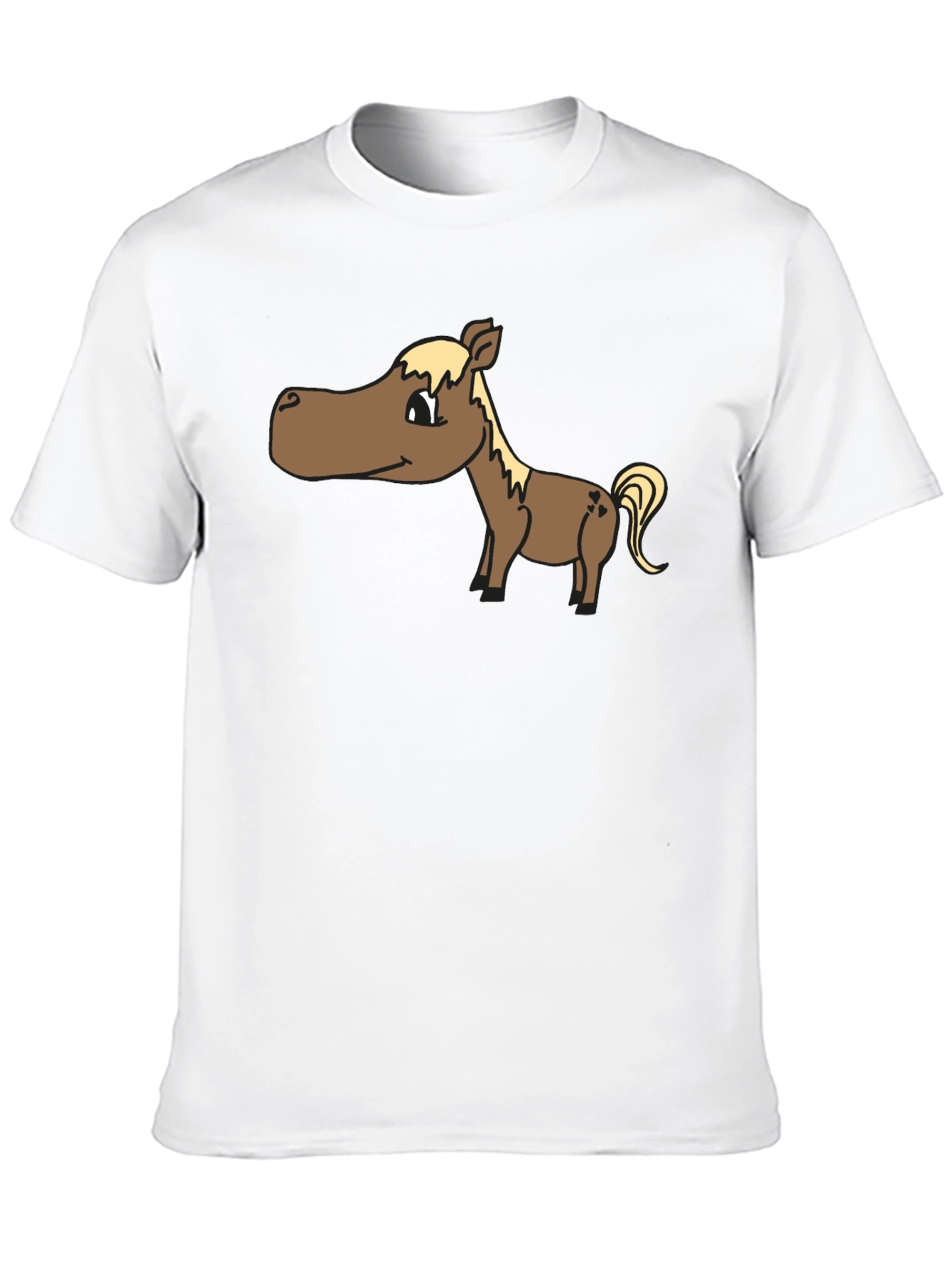 Cartoon Horse T-Shirt - Black Cotton Tee