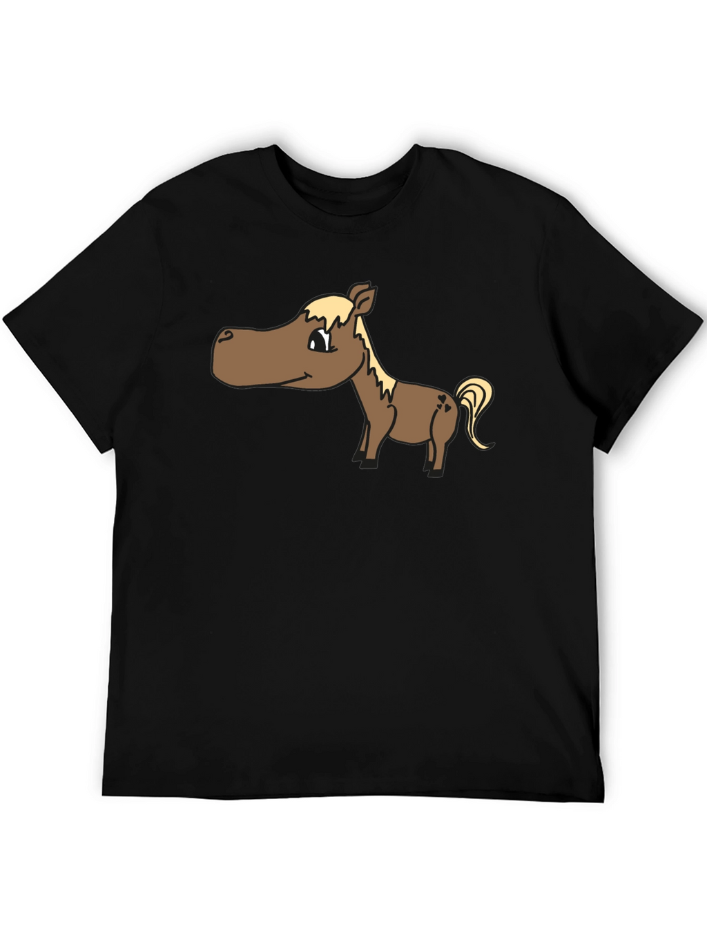 Cartoon Horse T-Shirt - Black Cotton Tee