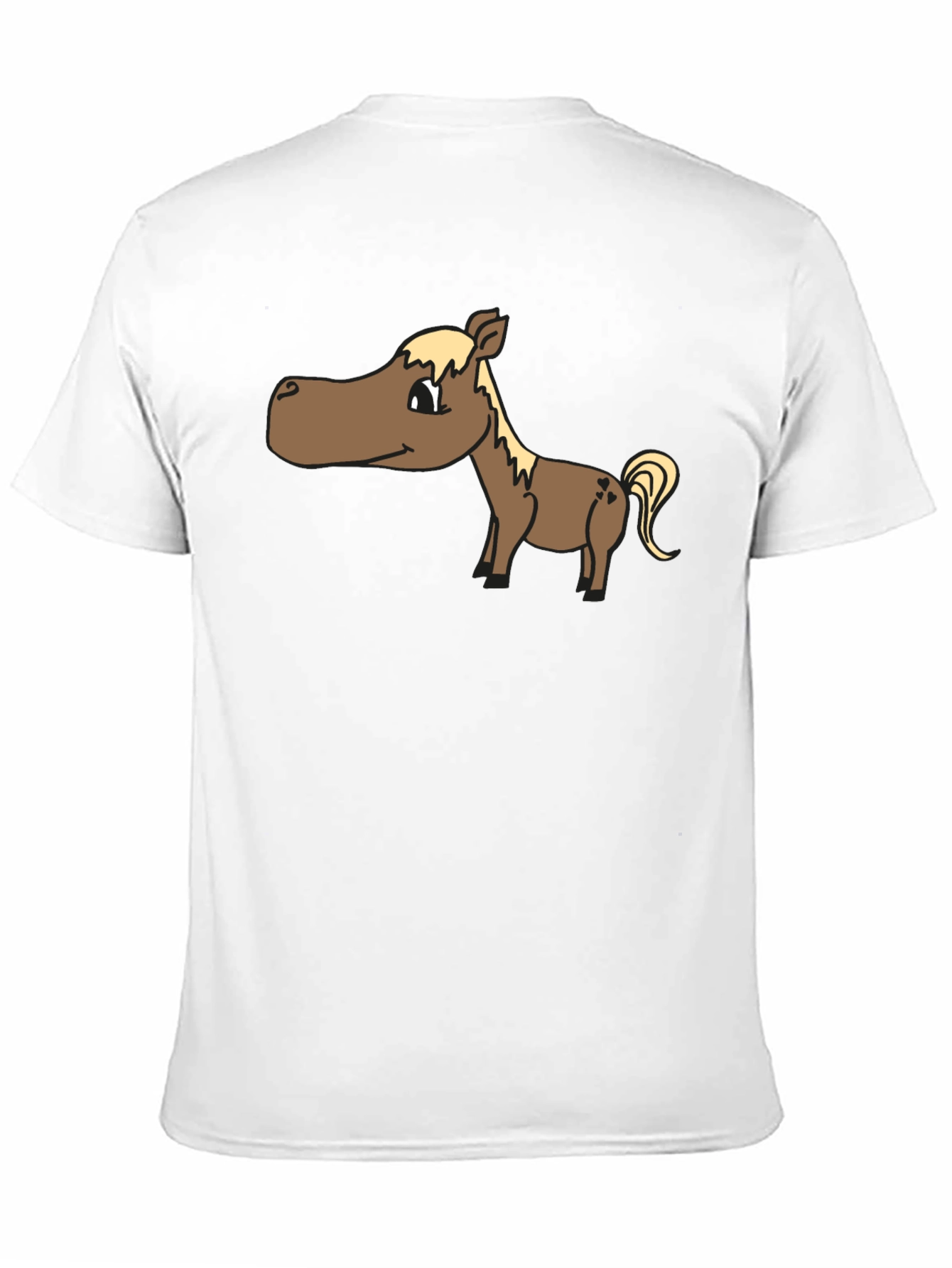 Cartoon Horse T-Shirt - Black Cotton Tee