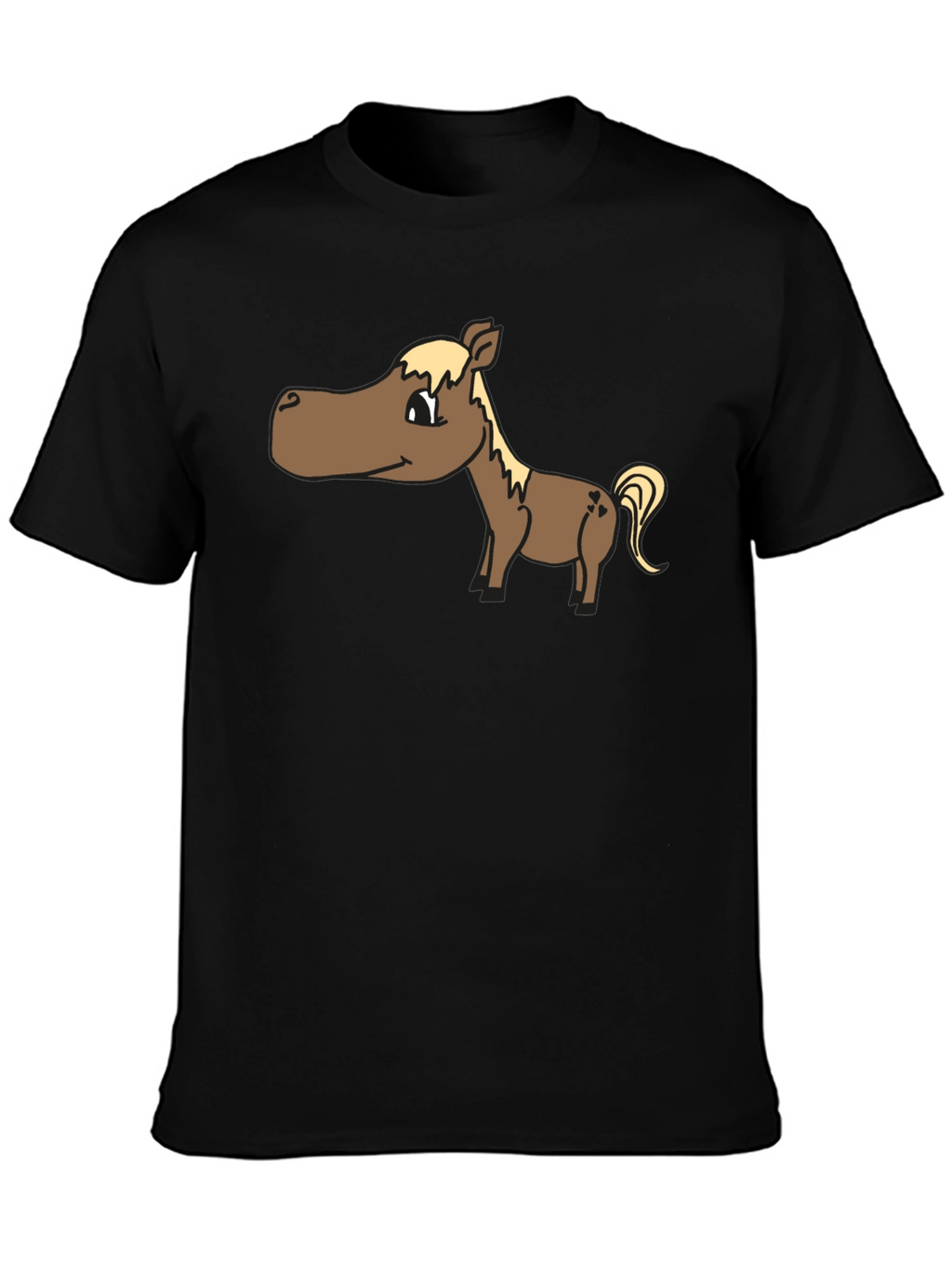 Cartoon Horse T-Shirt - Black Cotton Tee