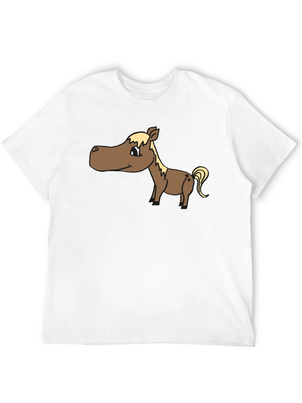 Cartoon Horse T-Shirt - Black Cotton Tee