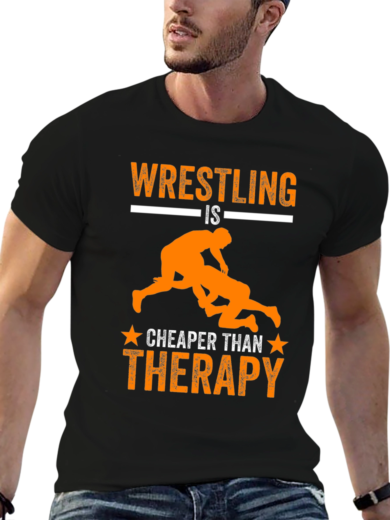 Wrestling is Cheaper Than Therapy Graphic Tee