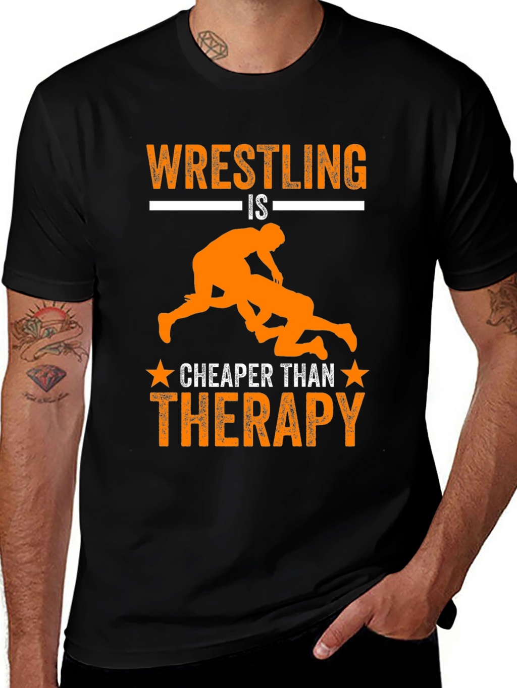 Wrestling is Cheaper Than Therapy Graphic Tee