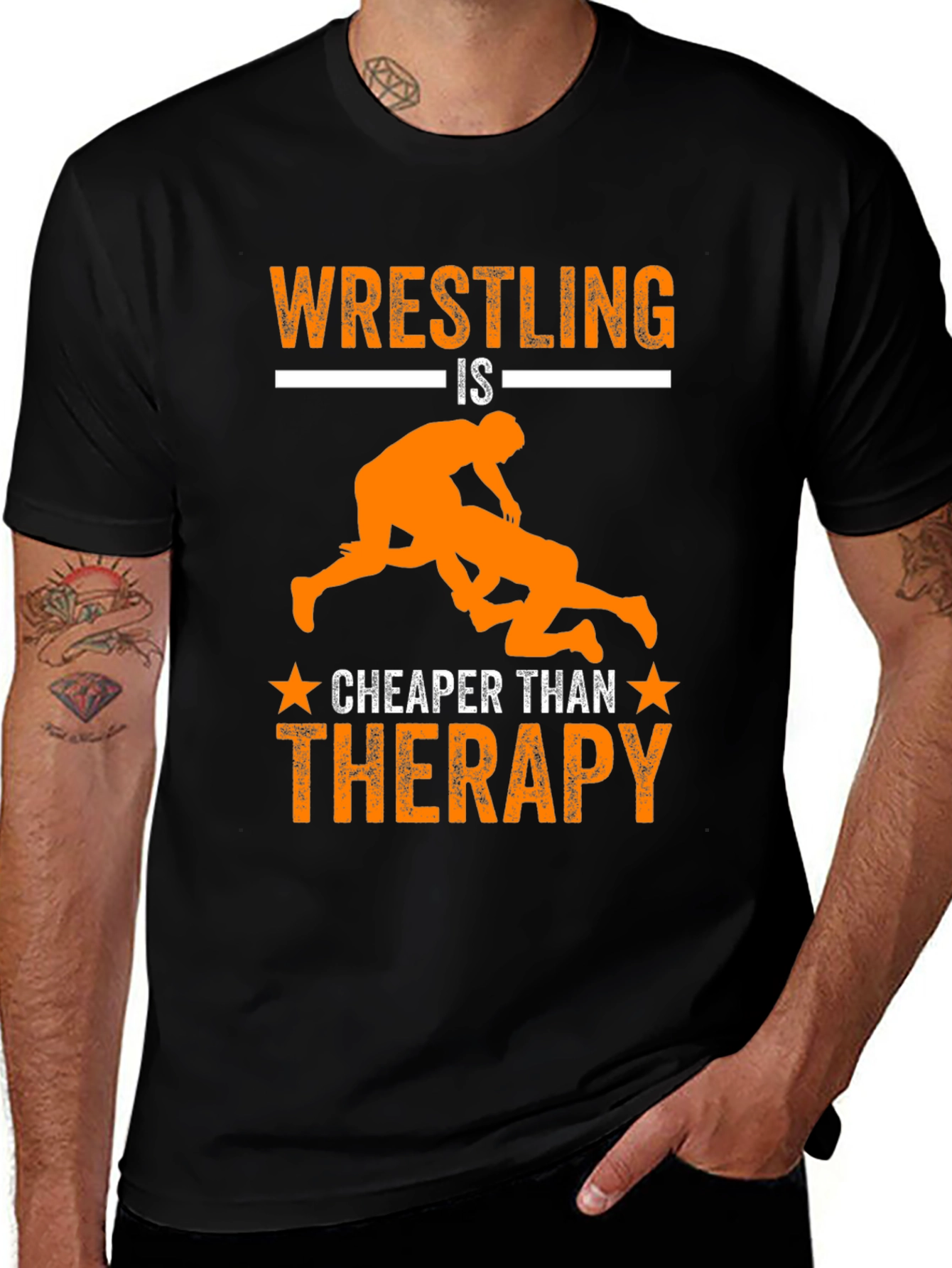 Wrestling is Cheaper Than Therapy Graphic Tee