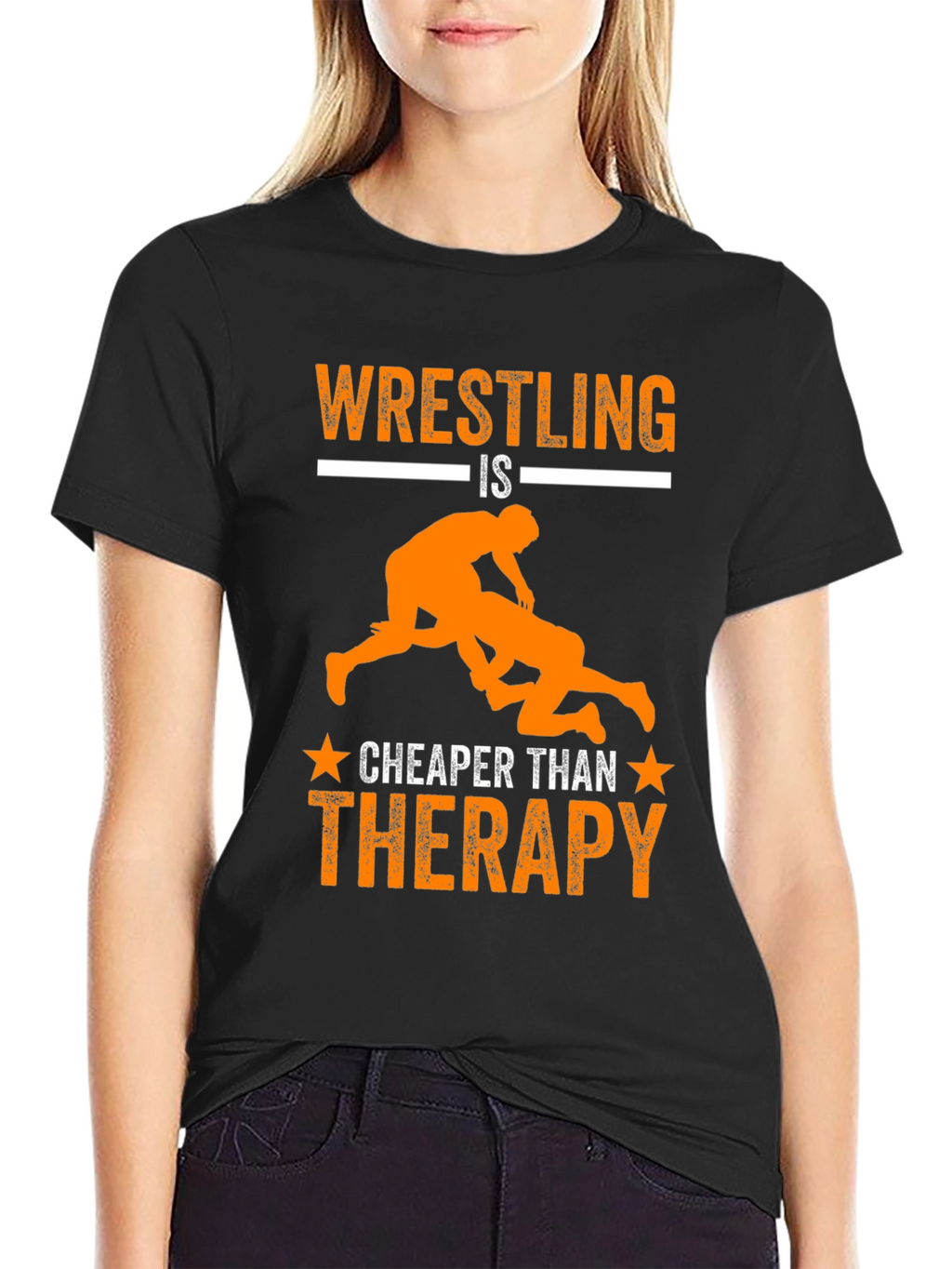 Wrestling is Cheaper Than Therapy Graphic Tee