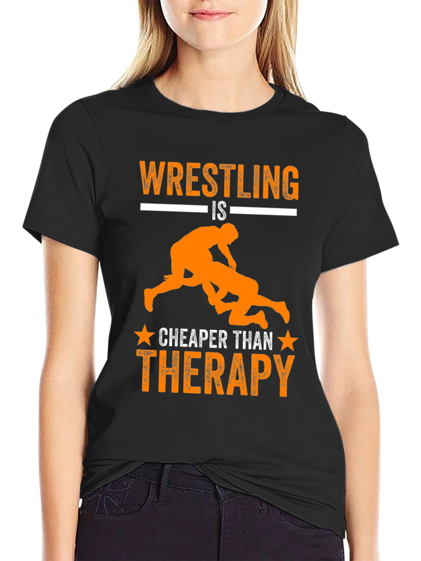 Wrestling is Cheaper Than Therapy Graphic Tee