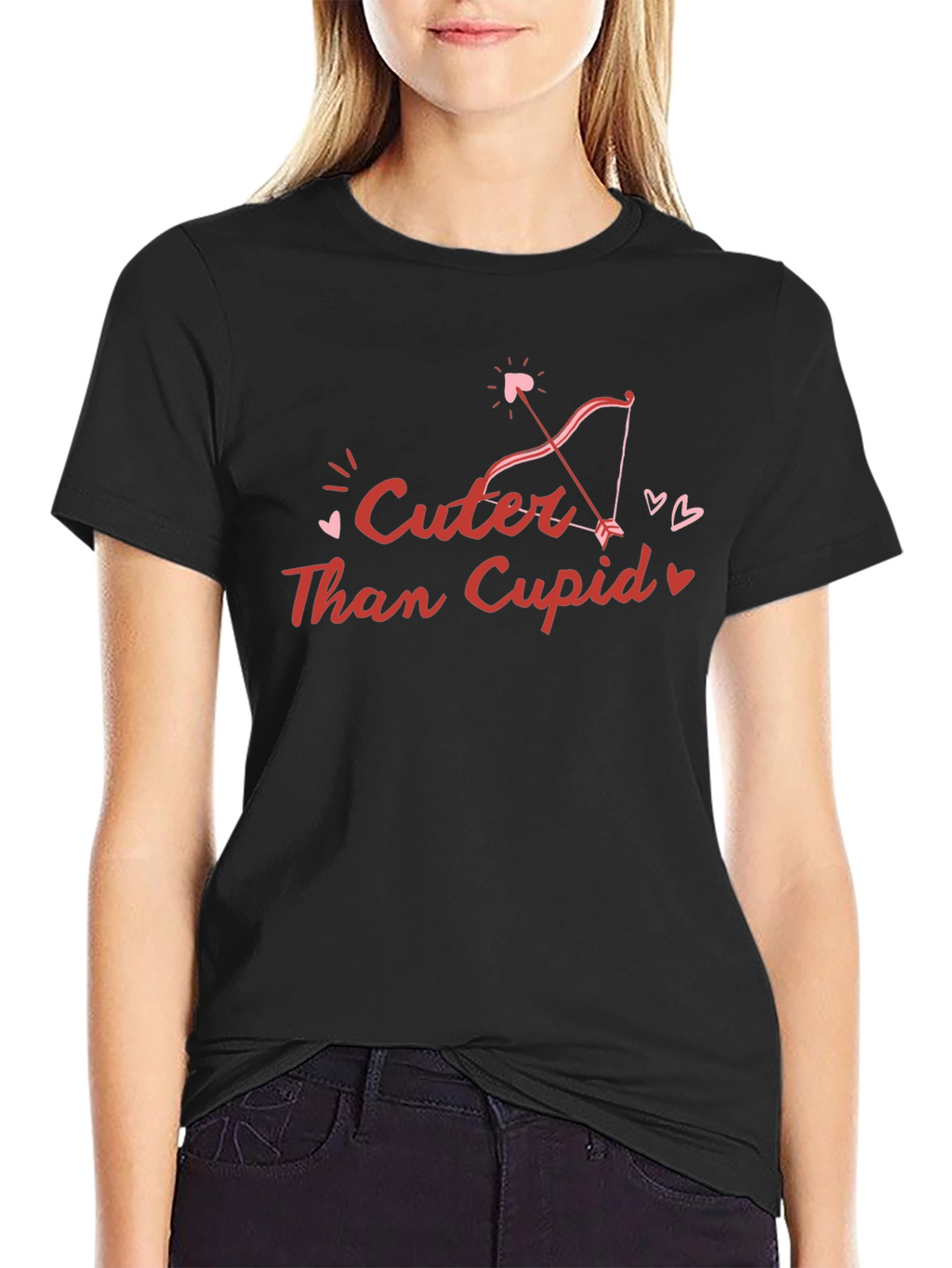 Cuter Than Cupid Valentines Day Black T-Shirt