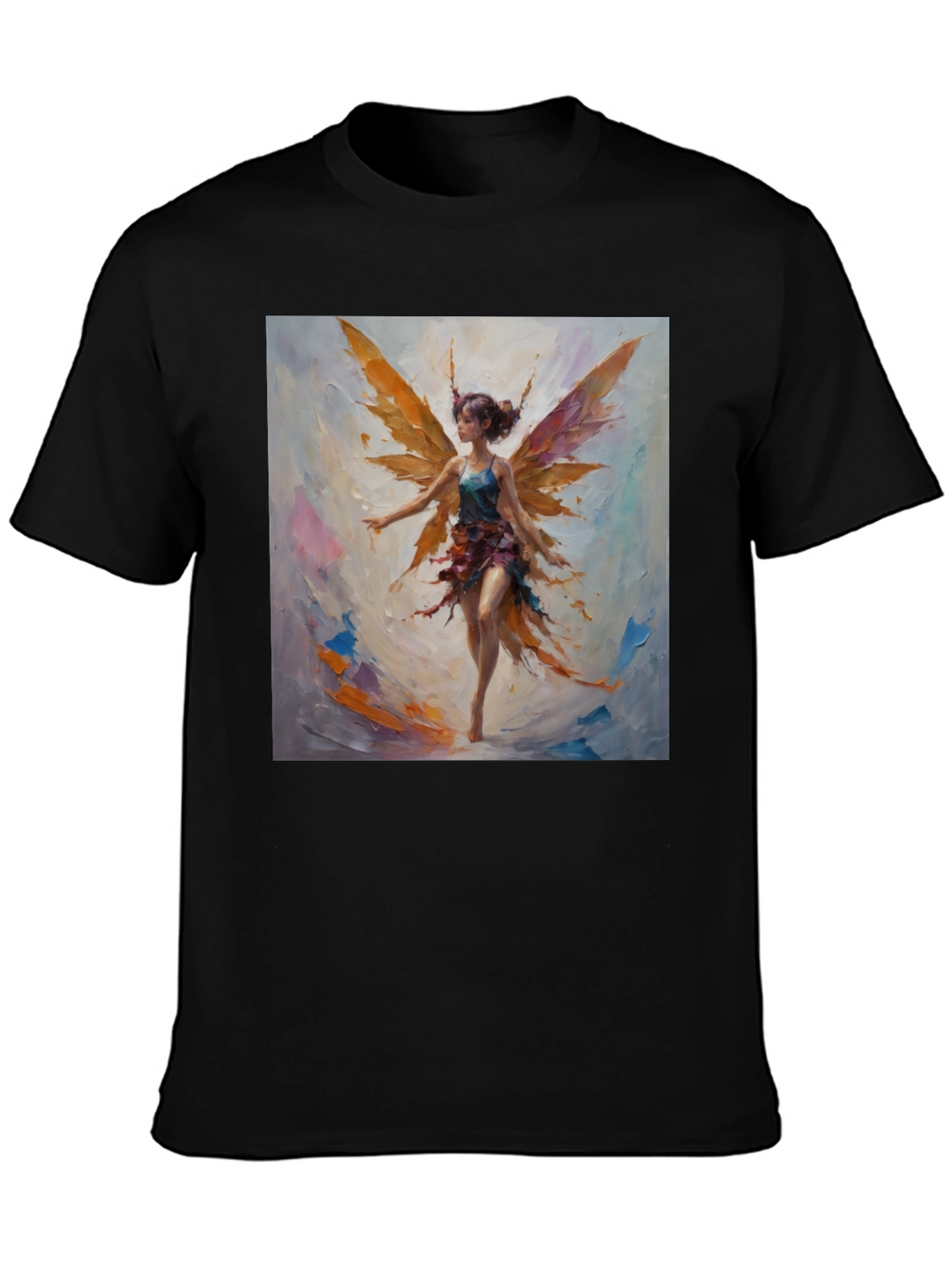 Fantasy Fairy Graphic Tee - Artistic Black T-Shirt