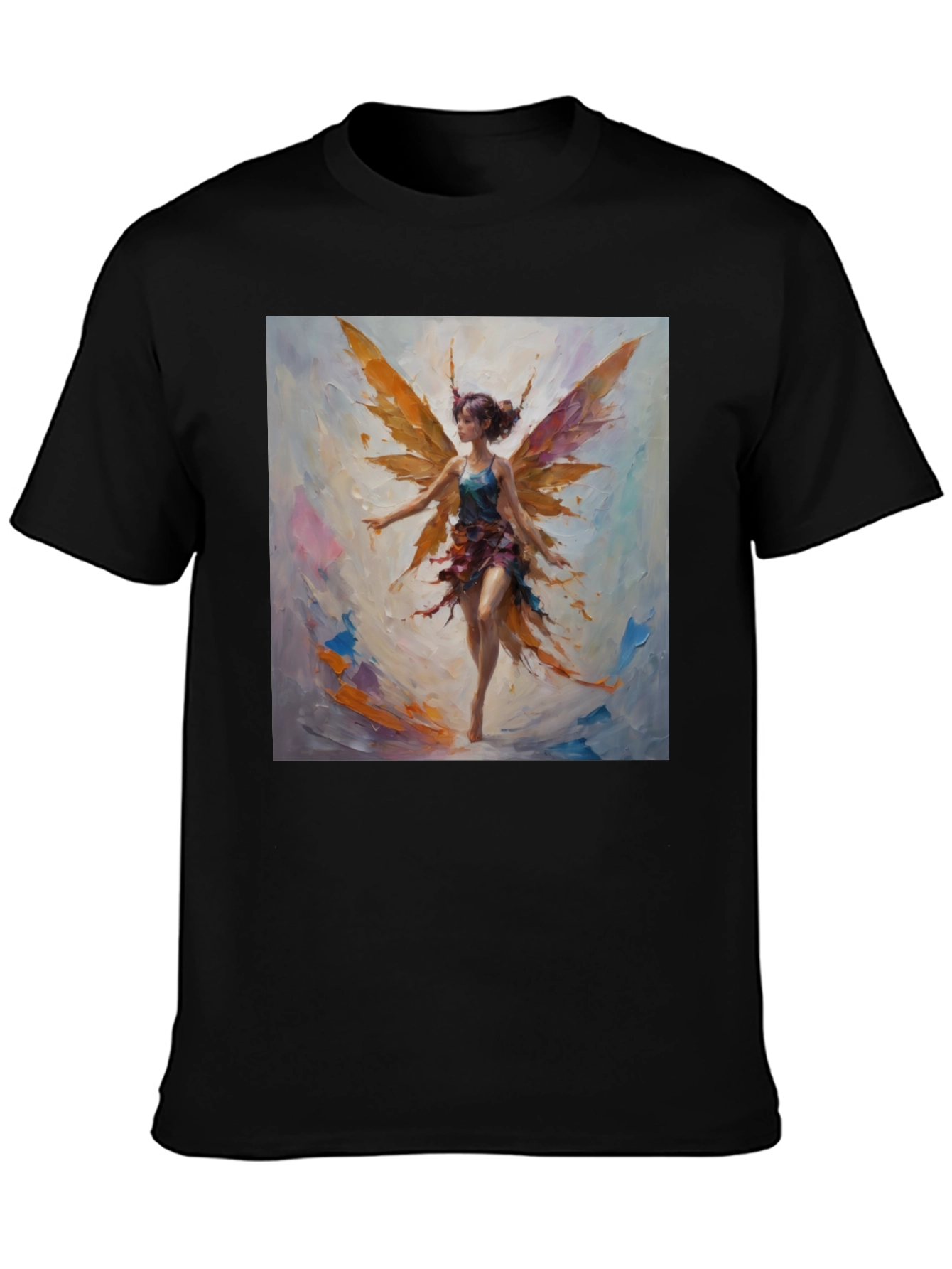 Fantasy Fairy Graphic Tee - Artistic Black T-Shirt