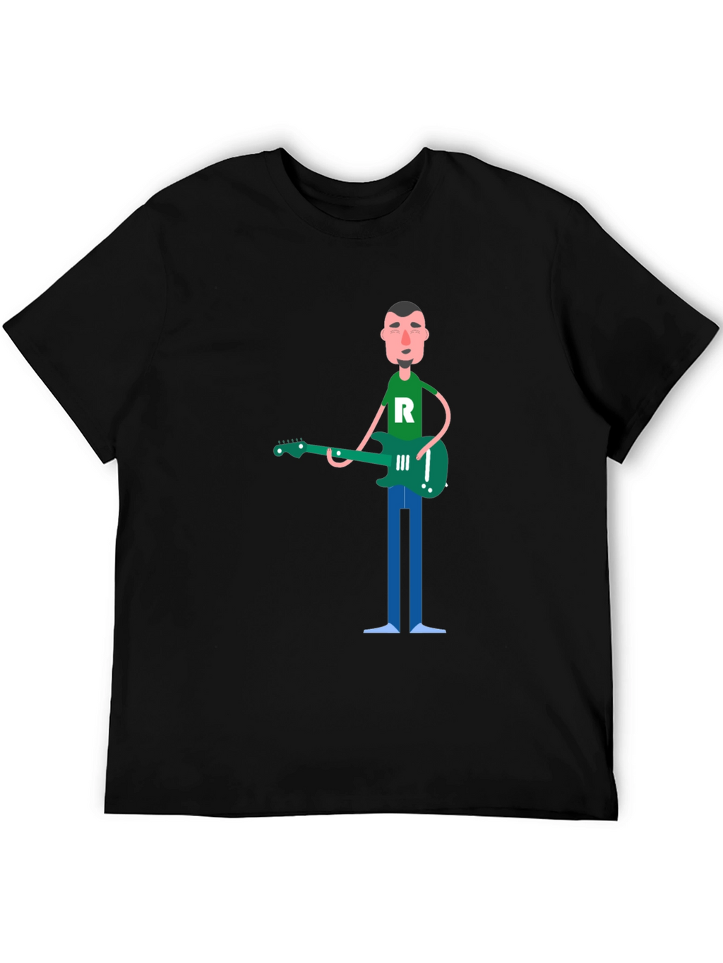 Cartoon Guitarist Graphic T-Shirt