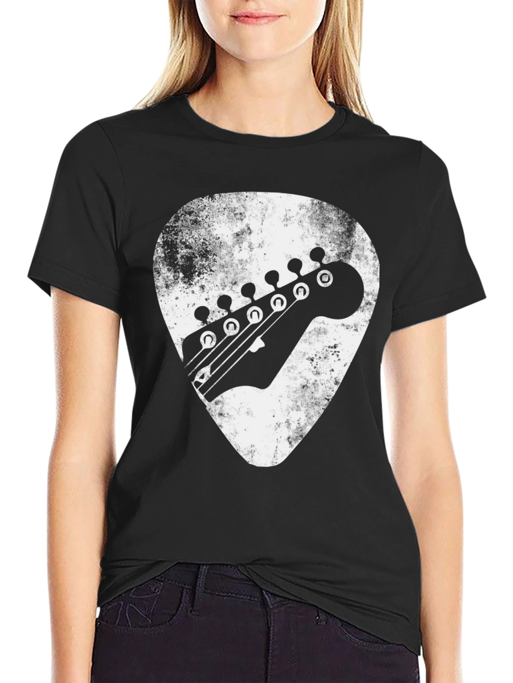 Guitar Pick Headstock Graphic Tee - Black