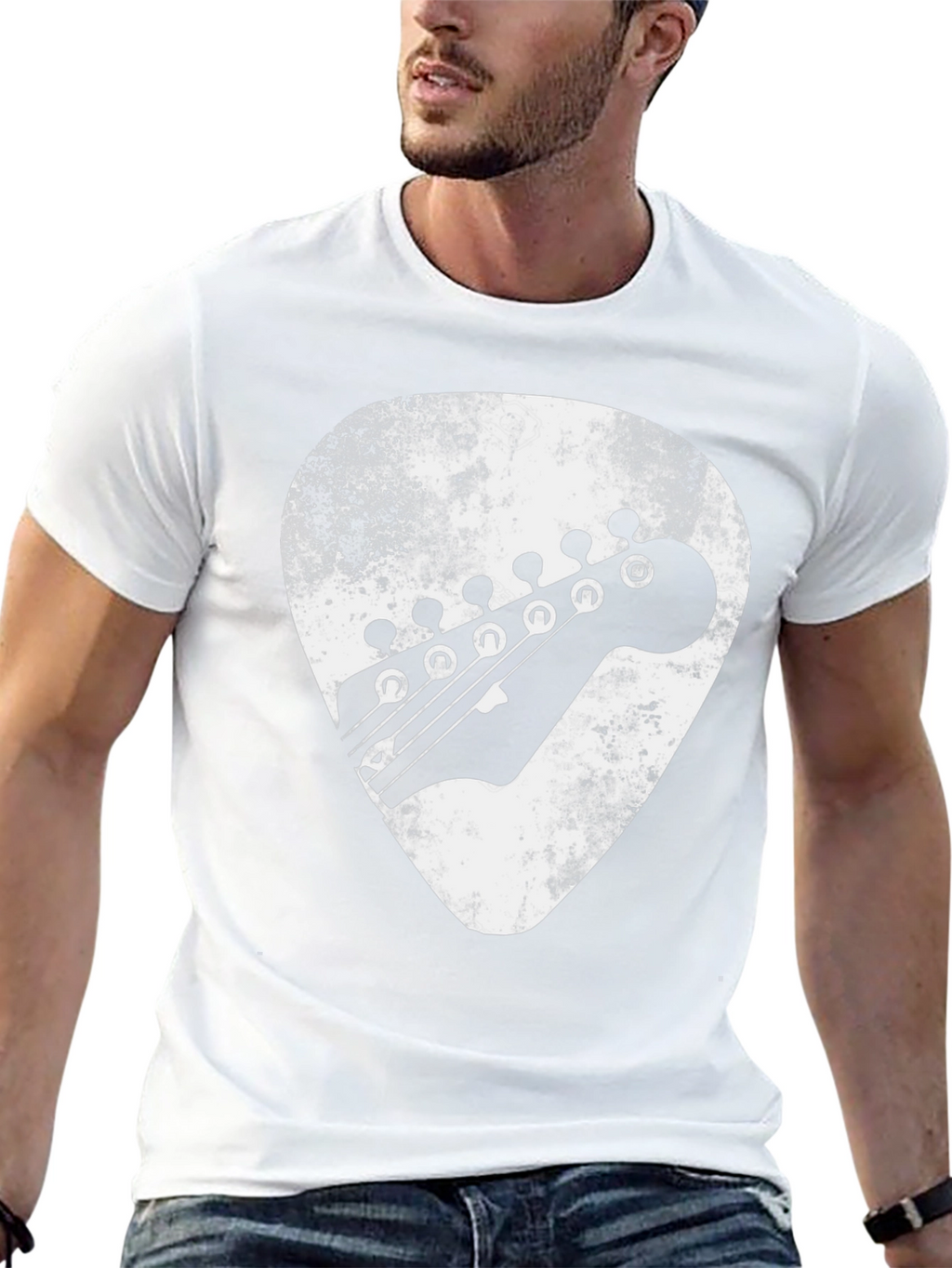 Guitar Pick Headstock Graphic Tee - Black