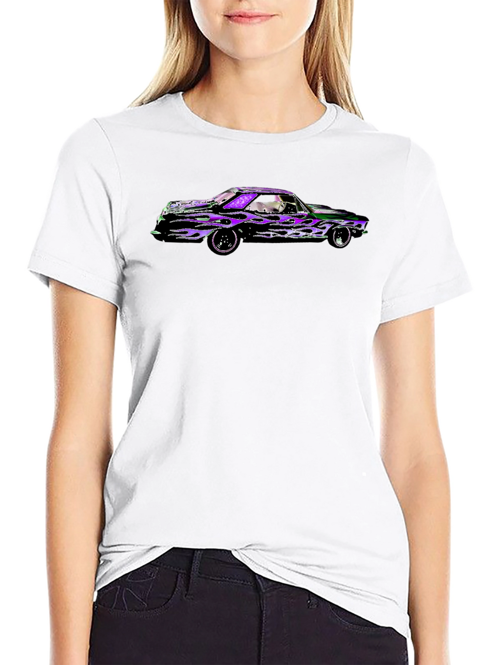 Flame Car Graphic Black T-Shirt