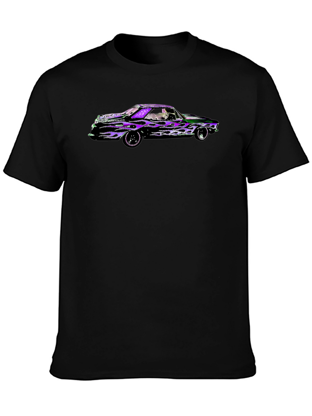 Flame Car Graphic Black T-Shirt