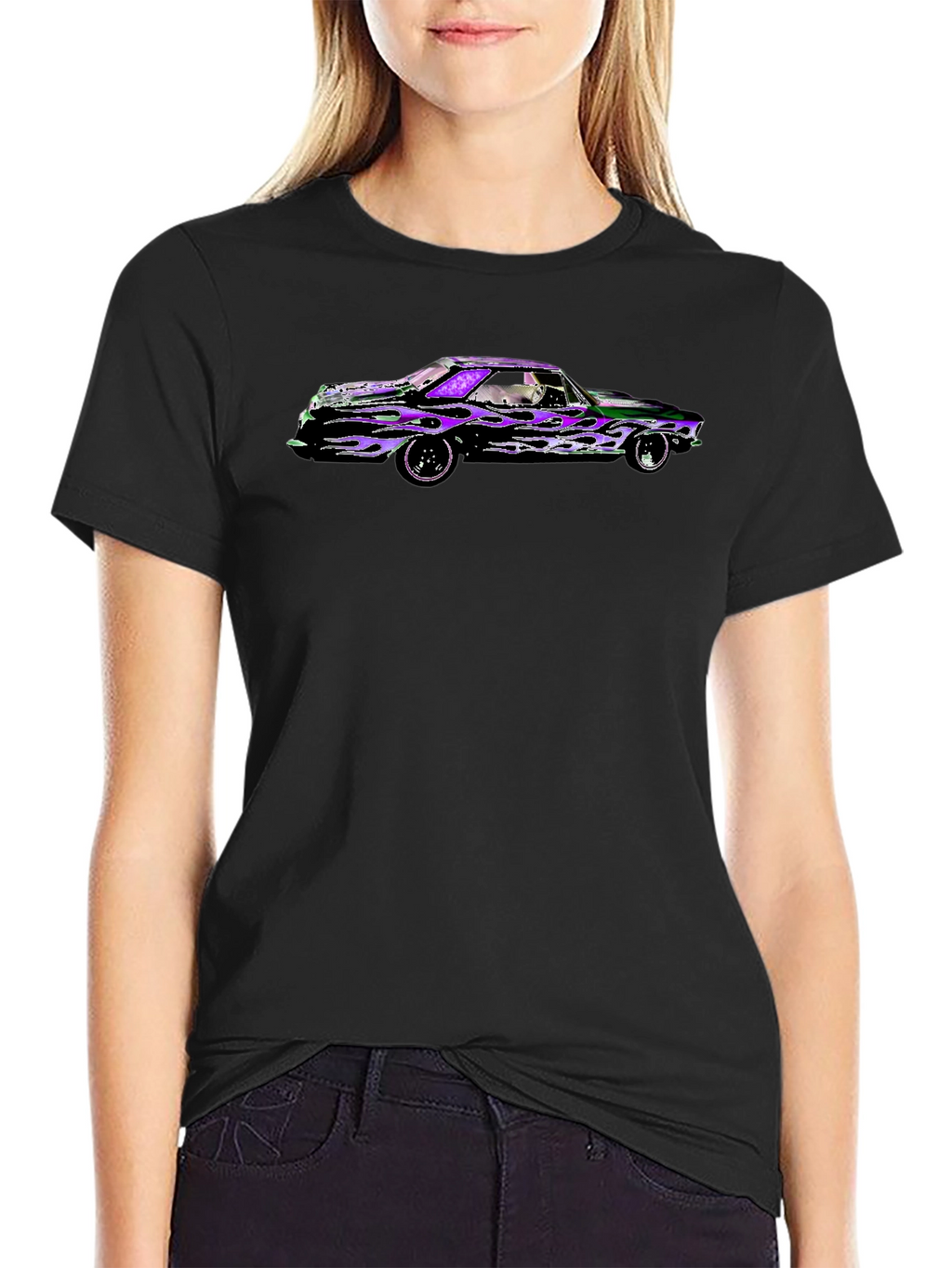 Flame Car Graphic Black T-Shirt