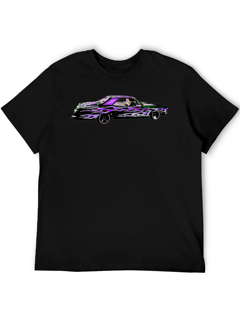Flame Car Graphic Black T-Shirt