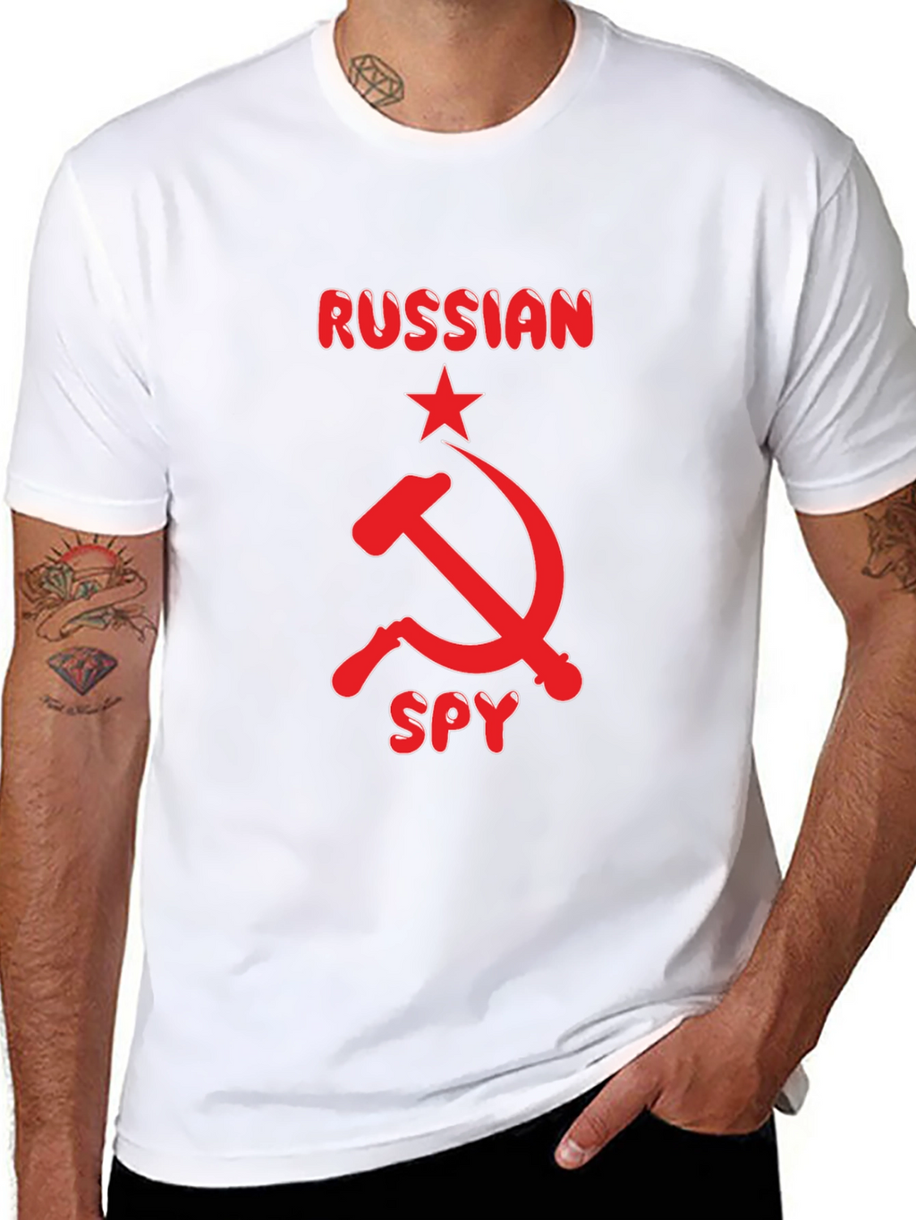 Russian Spy Graphic Tee - Black Cotton T-Shirt