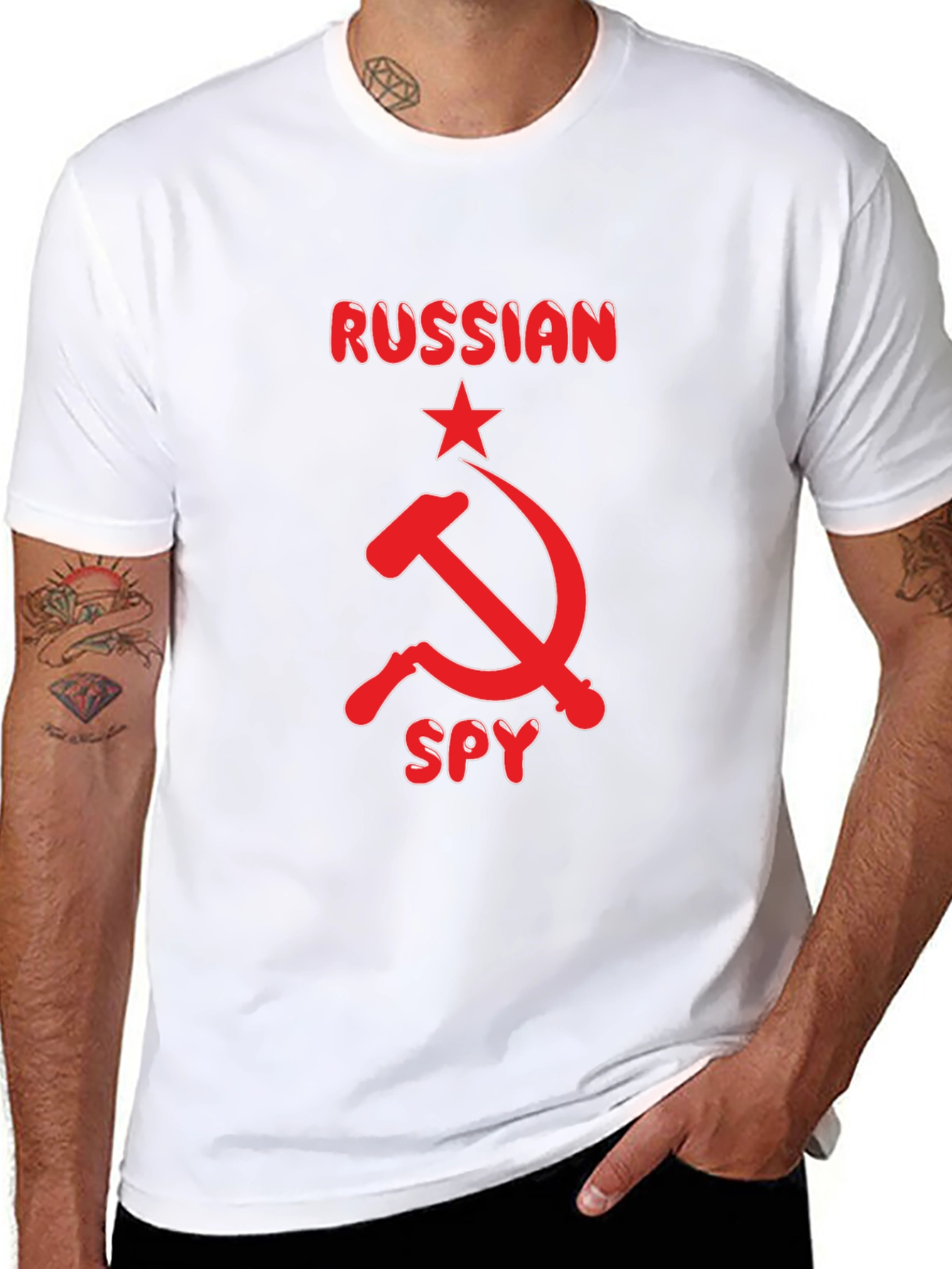 Russian Spy Graphic Tee - Black Cotton T-Shirt