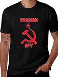 Russian Spy Graphic Tee - Black Cotton T-Shirt