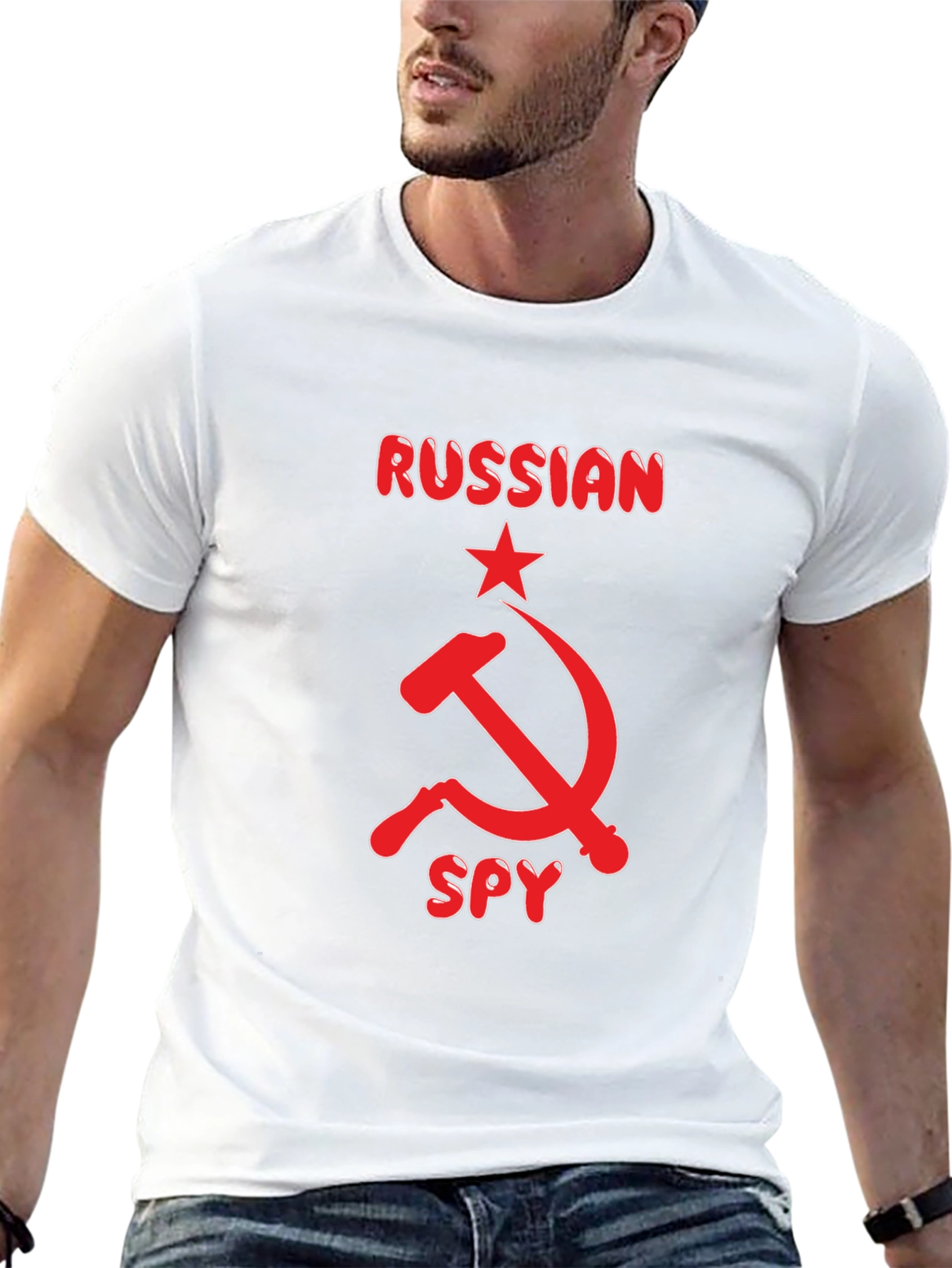 Russian Spy Graphic Tee - Black Cotton T-Shirt