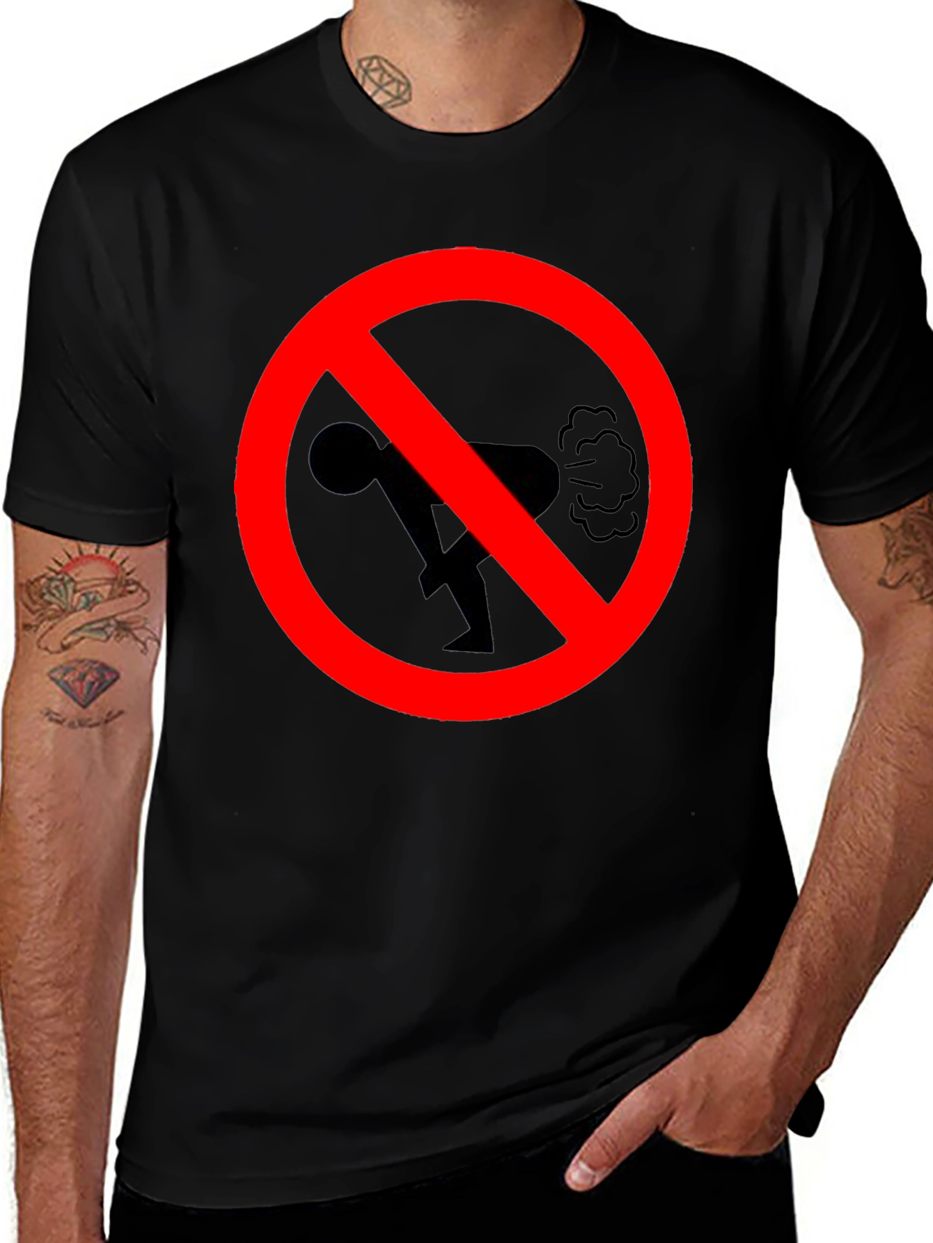 No Farting Black T-Shirt - Novelty Graphic Tee