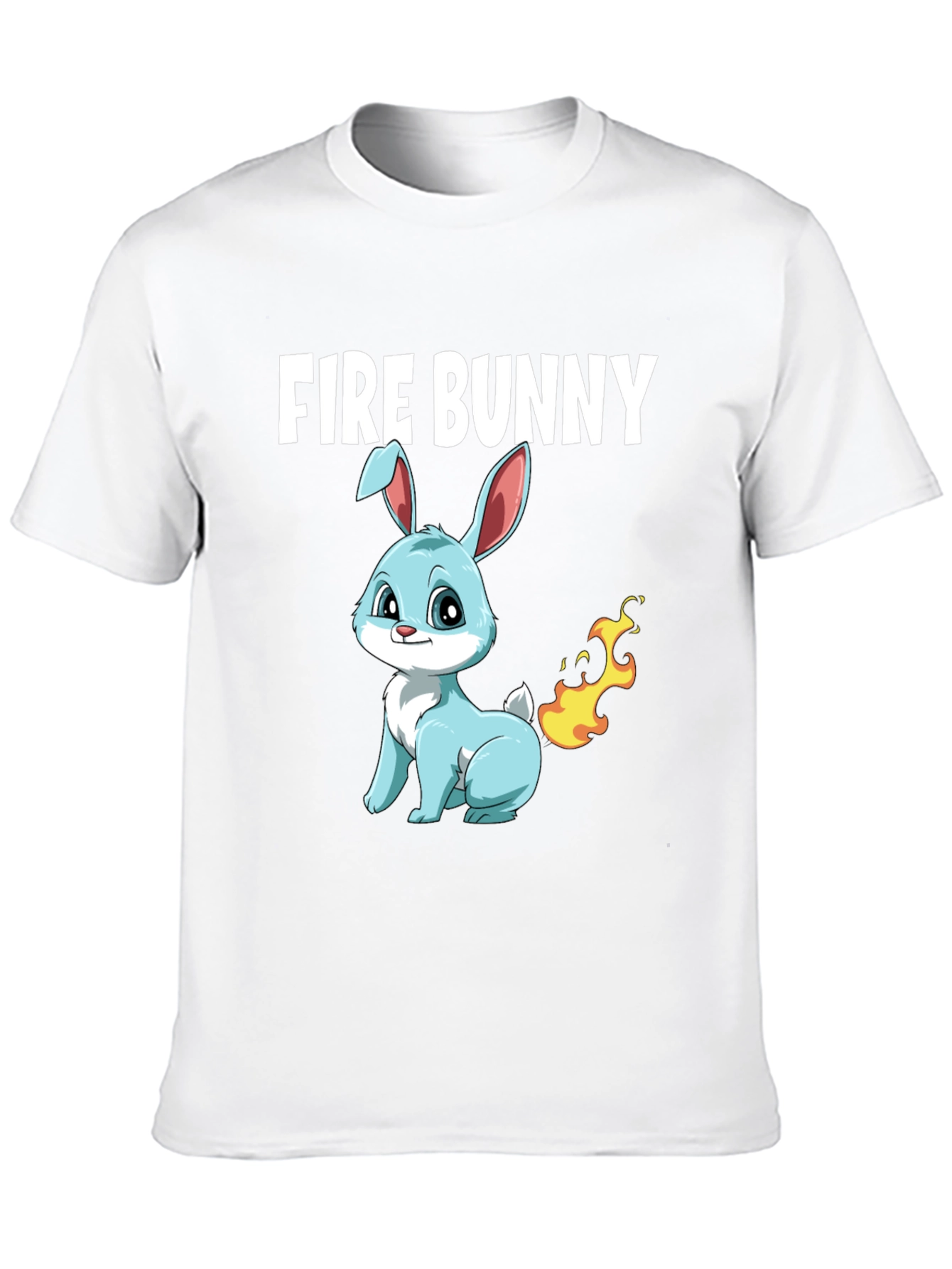Fire Bunny T-Shirt - Cute Cartoon Design
