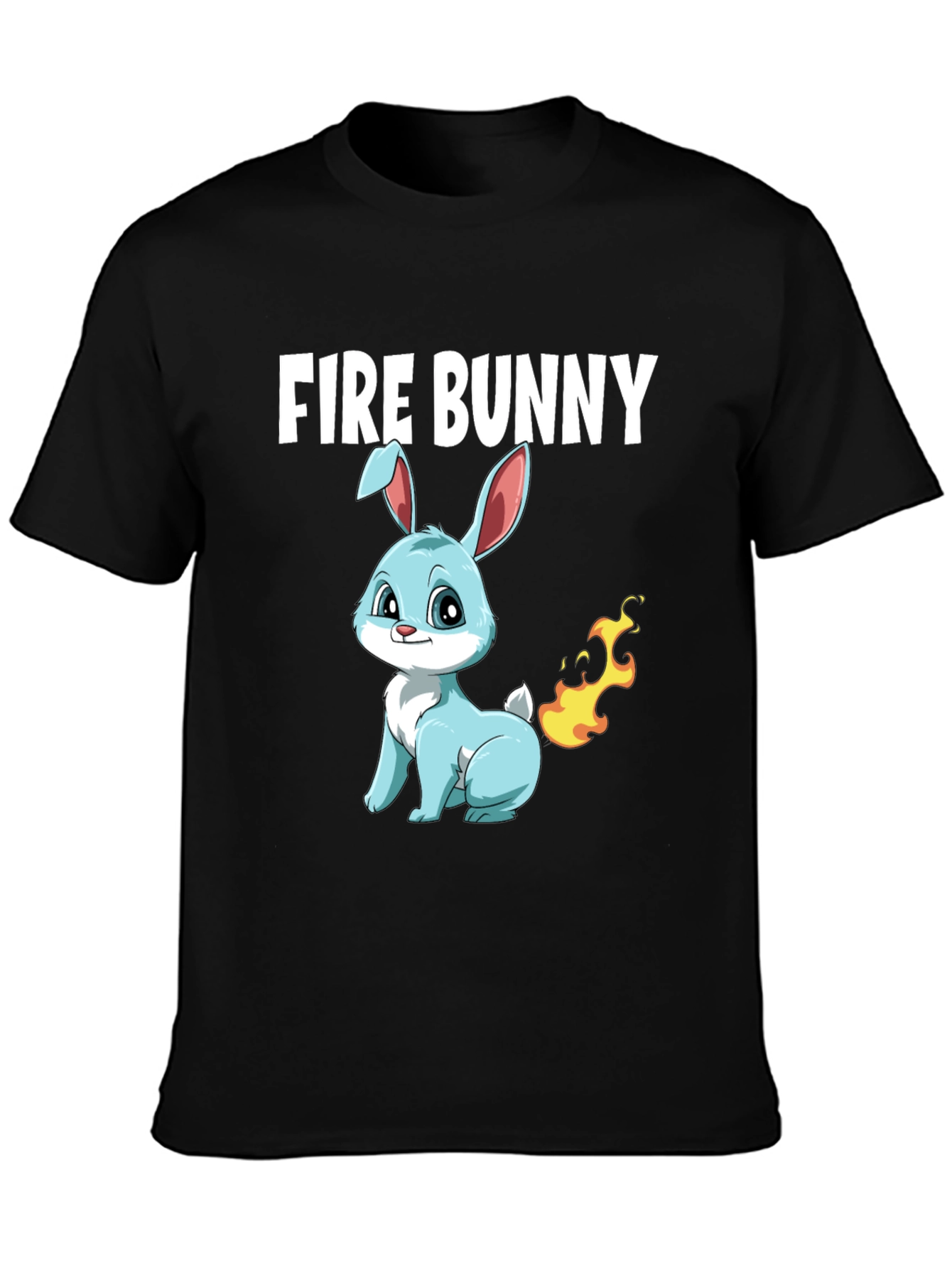 Fire Bunny T-Shirt - Cute Cartoon Design