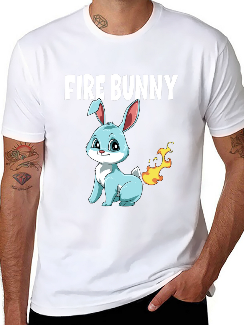 Fire Bunny T-Shirt - Cute Cartoon Design