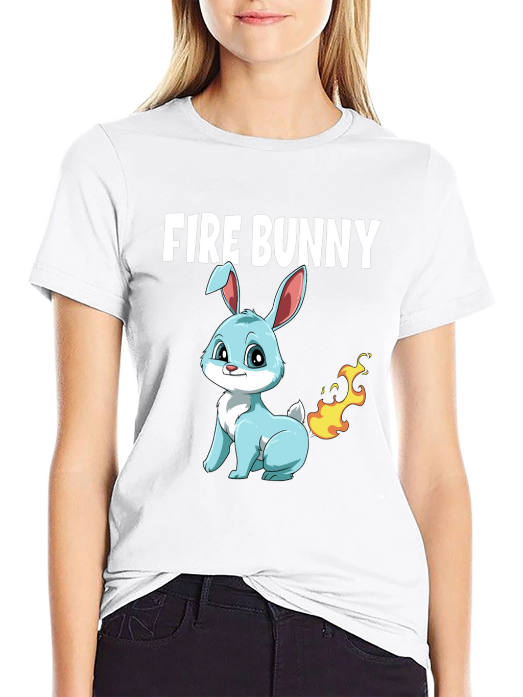 Fire Bunny T-Shirt - Cute Cartoon Design