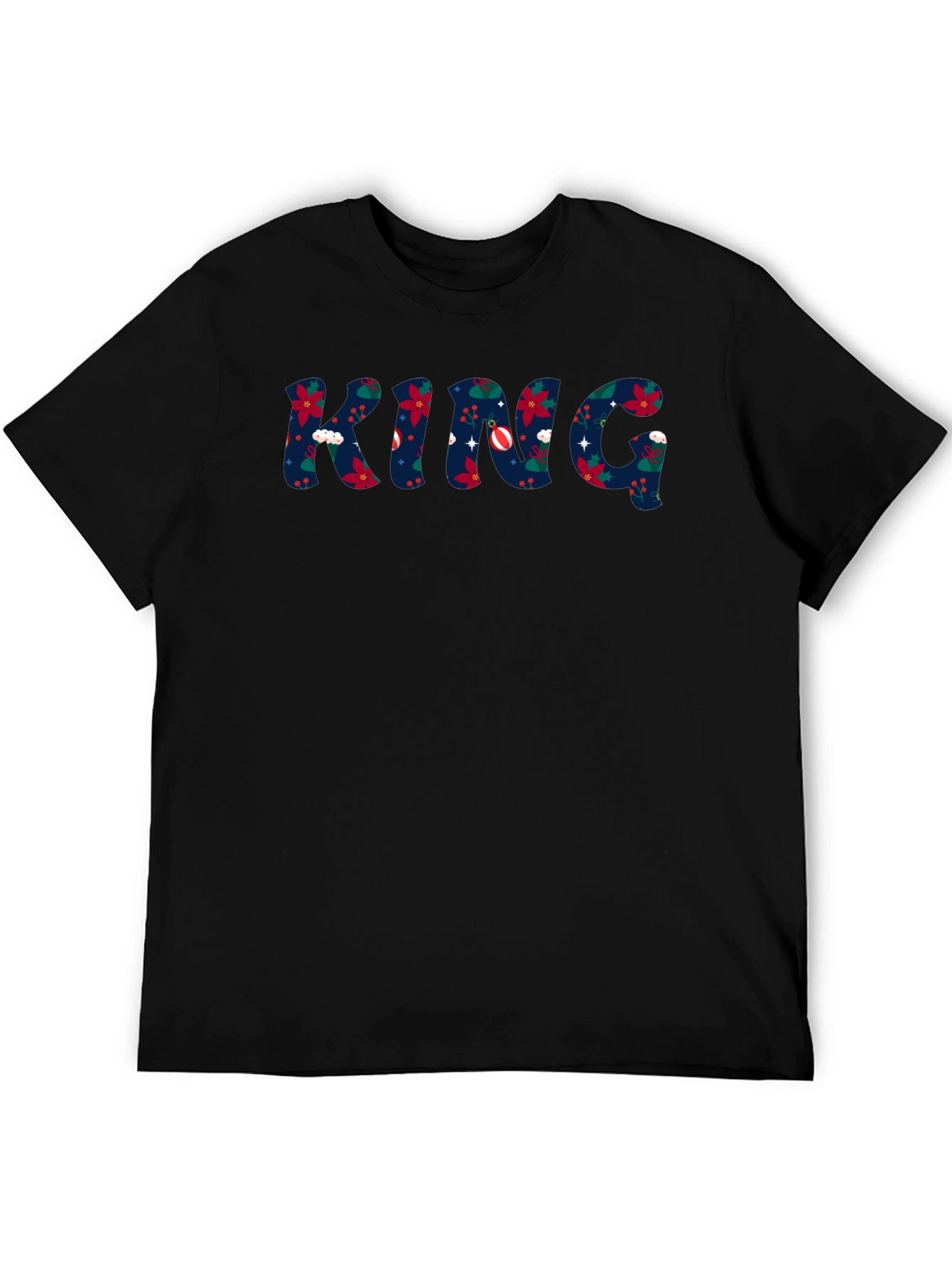 King Christmas Pattern Crew Neck T-Shirt