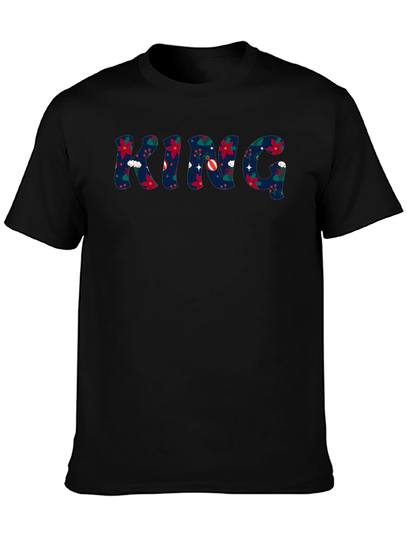 King Christmas Pattern Crew Neck T-Shirt