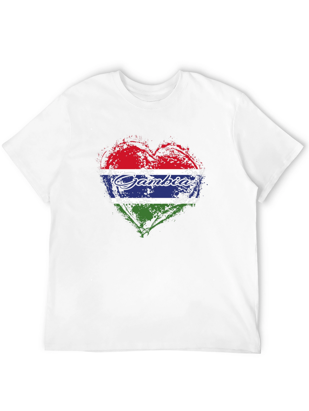 Gambia Flag Heart T-Shirt - Black