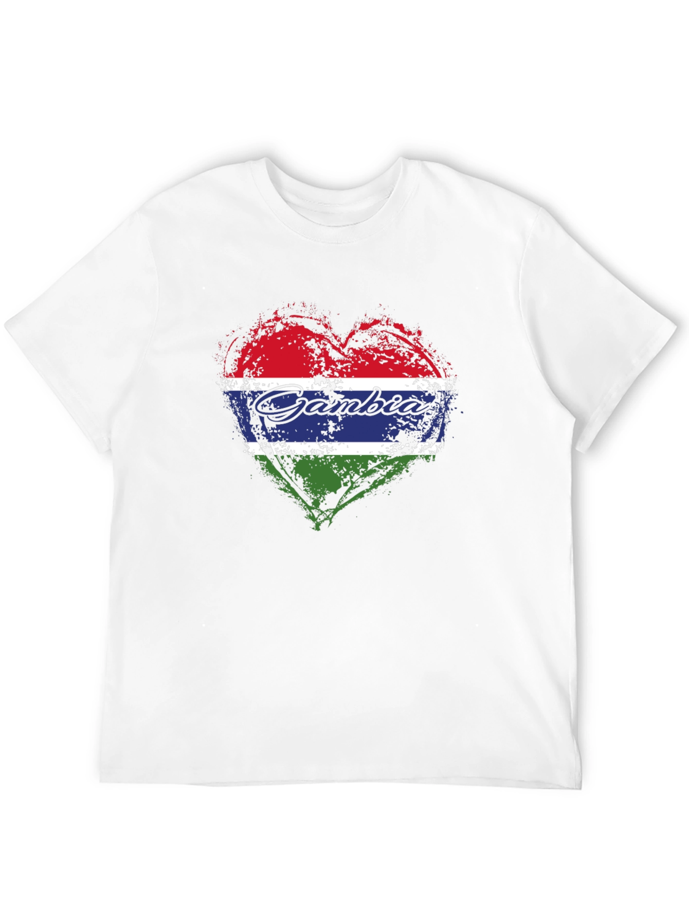 Gambia Flag Heart T-Shirt - Black