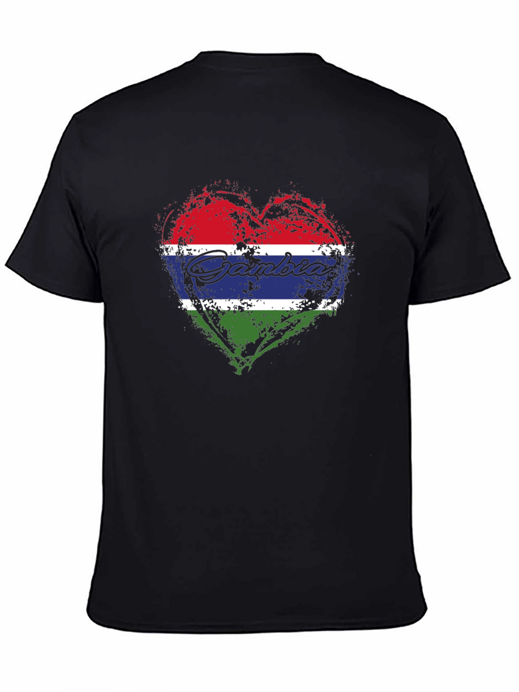 Gambia Flag Heart T-Shirt - Black