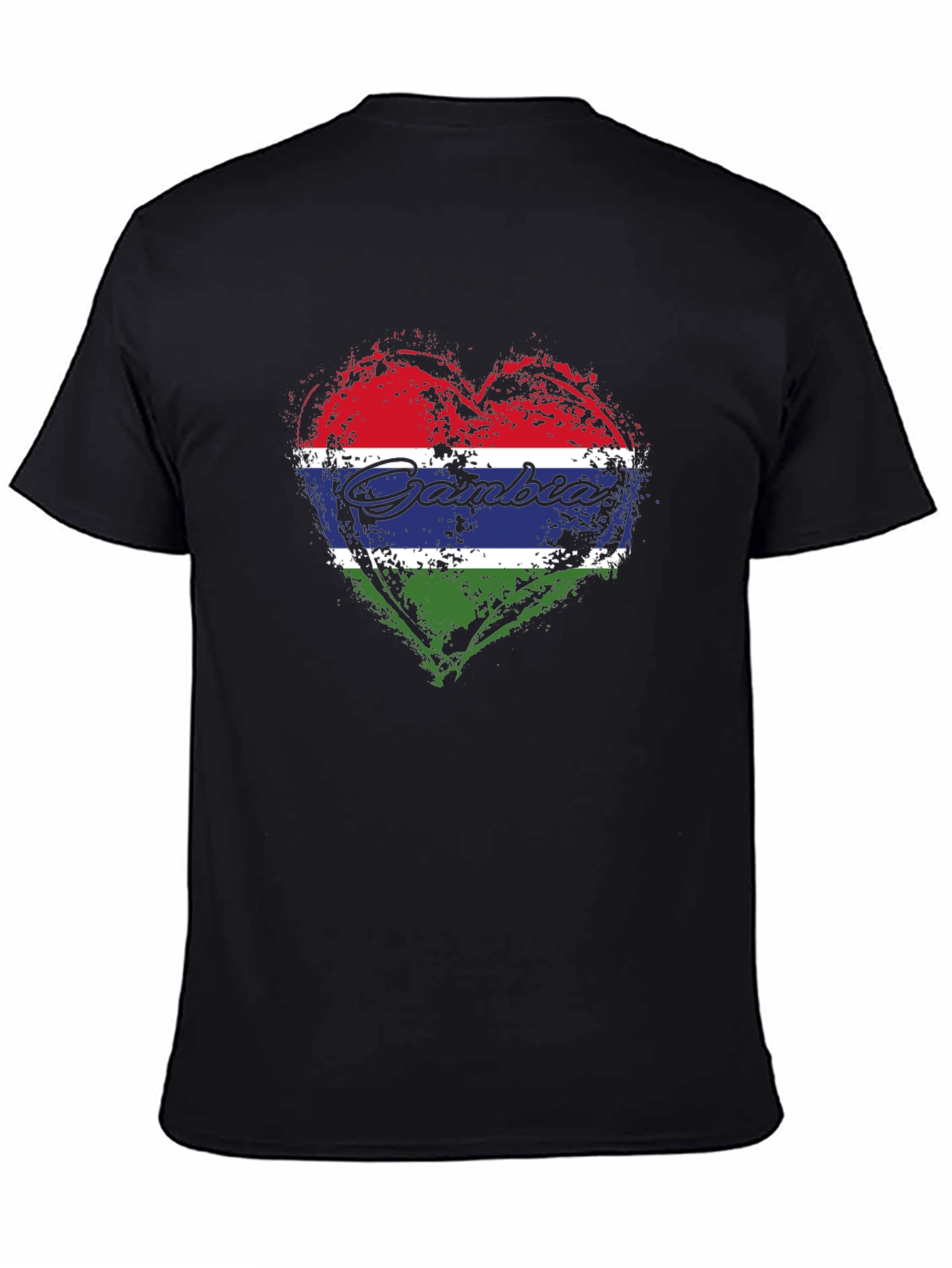 Gambia Flag Heart T-Shirt - Black