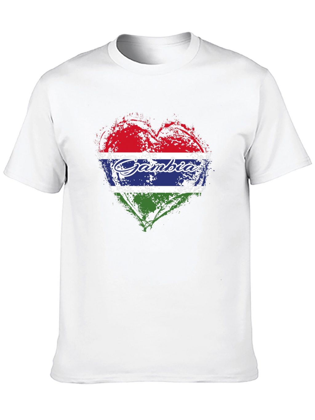 Gambia Flag Heart T-Shirt - Black
