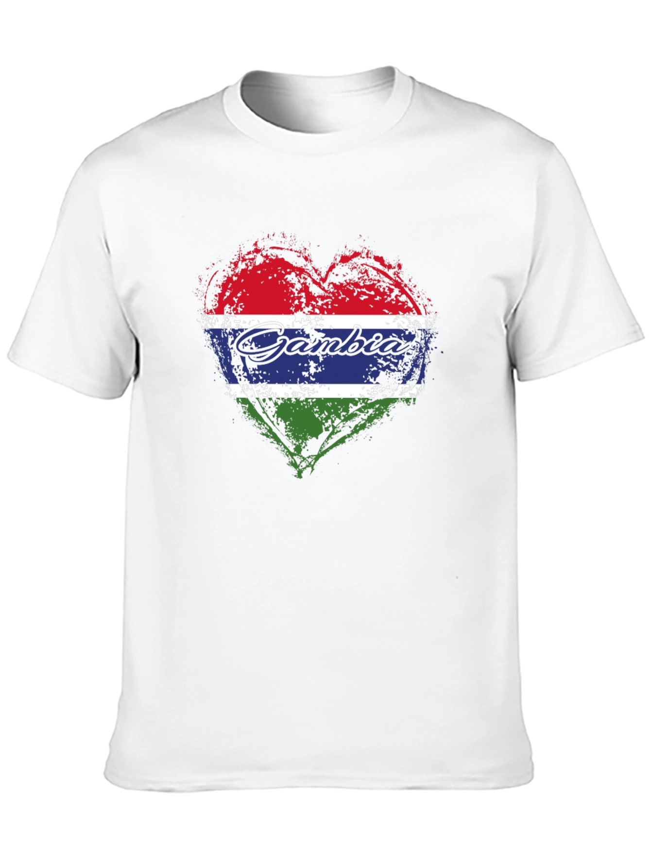 Gambia Flag Heart T-Shirt - Black