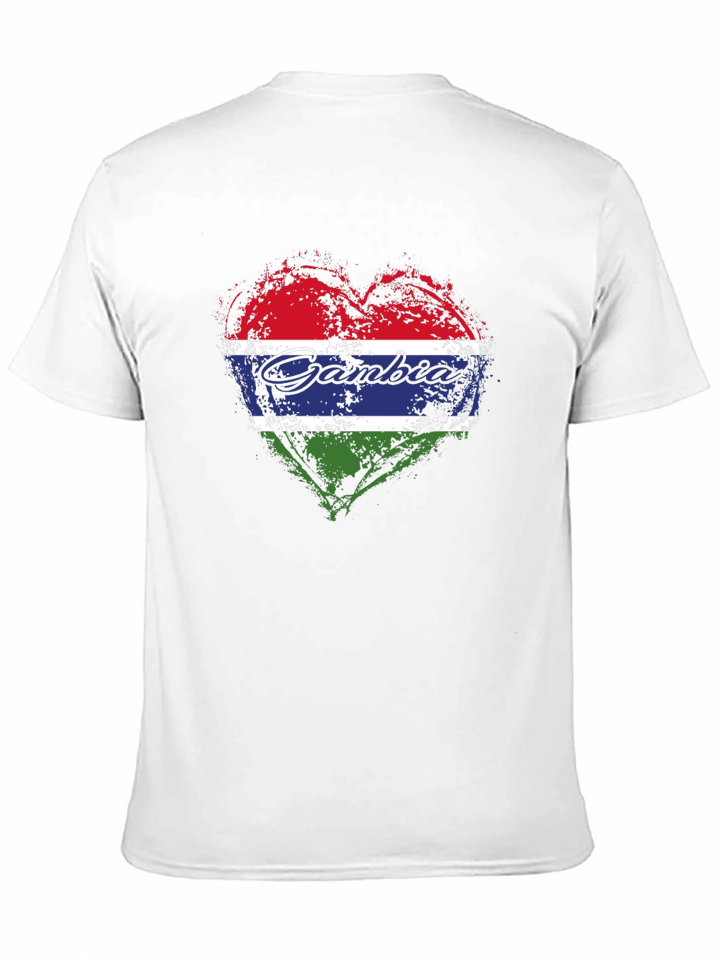 Gambia Flag Heart T-Shirt - Black