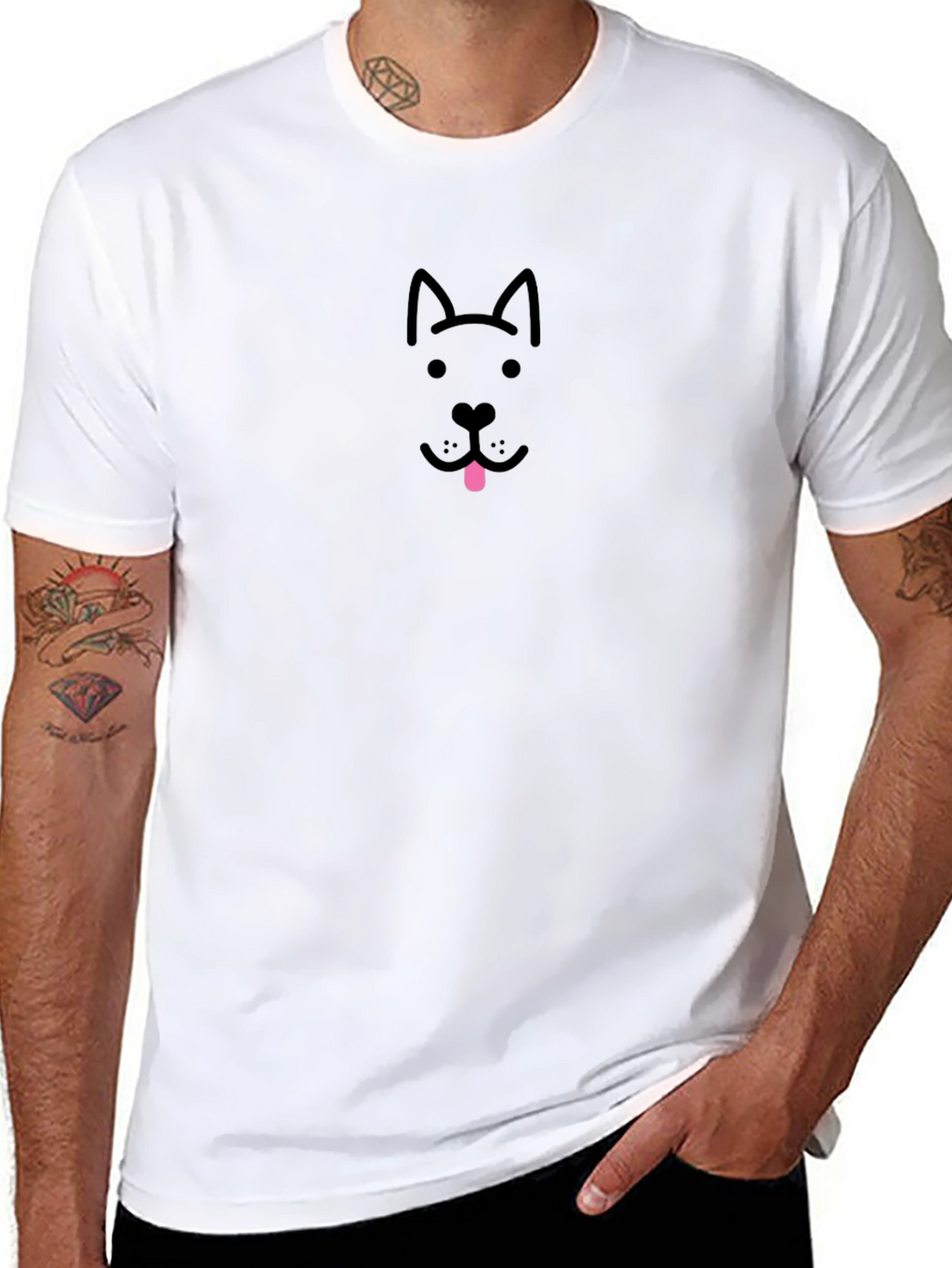 Dog Face Graphic Tee - Black