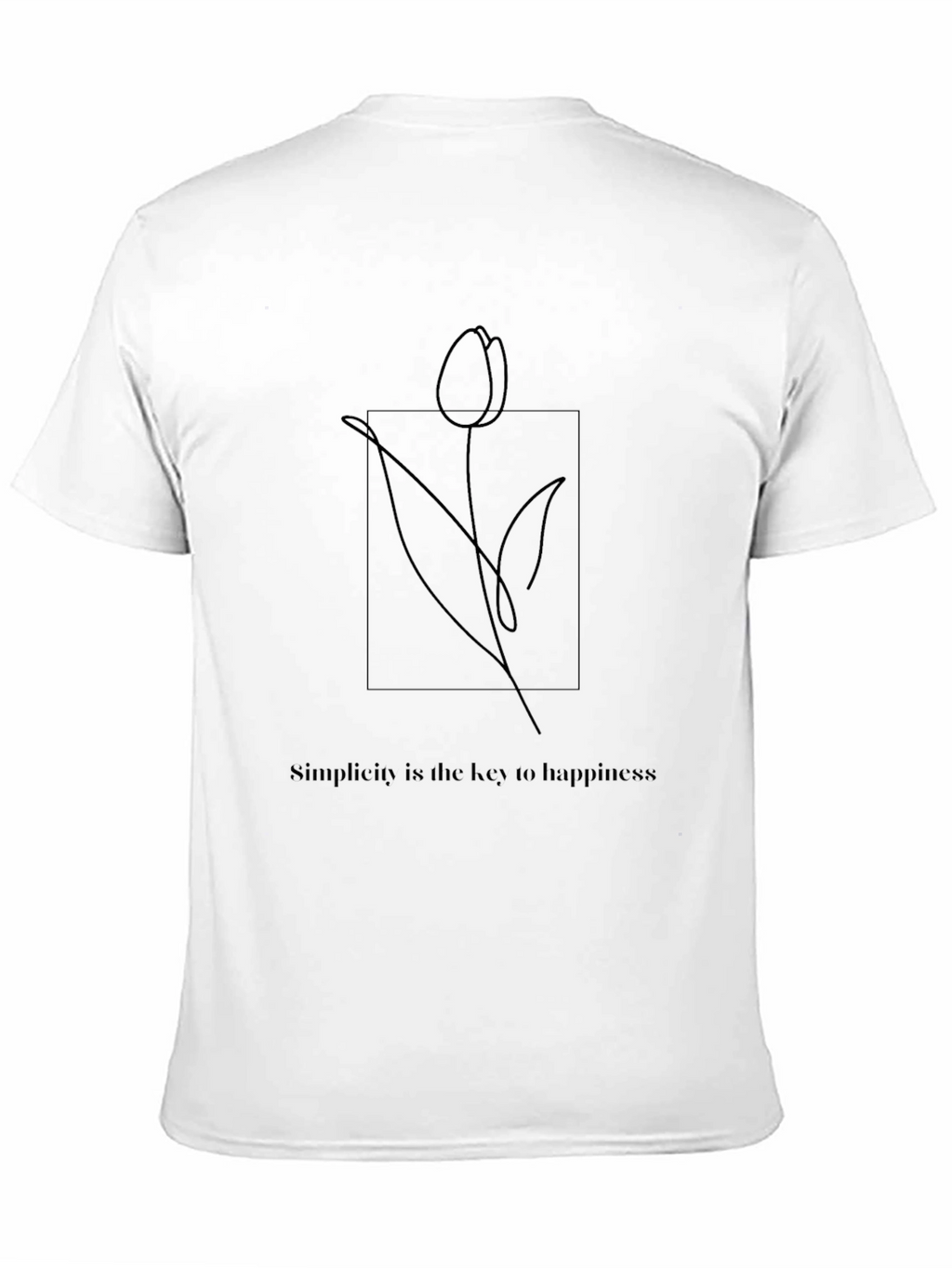 Minimalist Tulip Line Art Black T-Shirt
