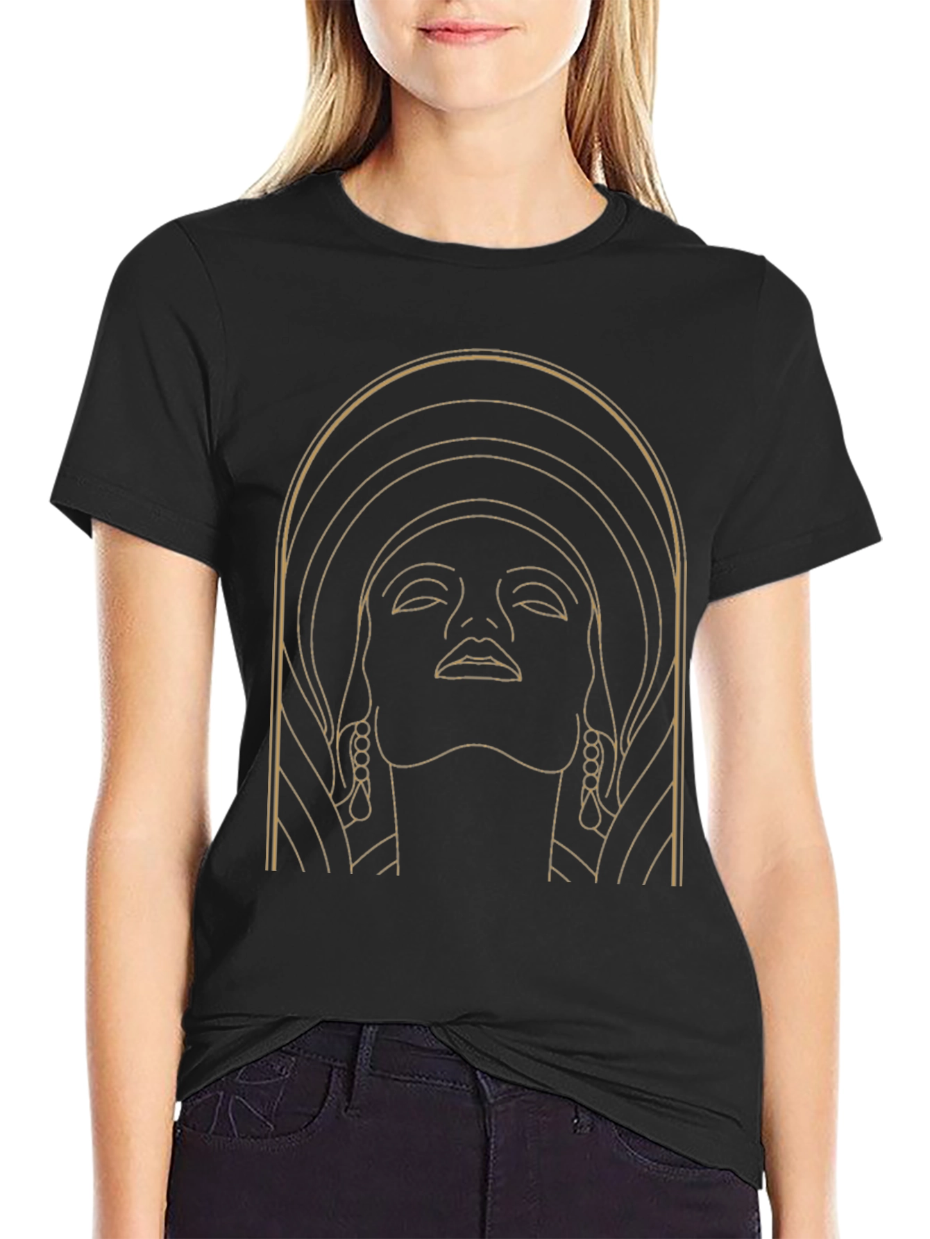 Art Deco Woman Graphic Black T-Shirt
