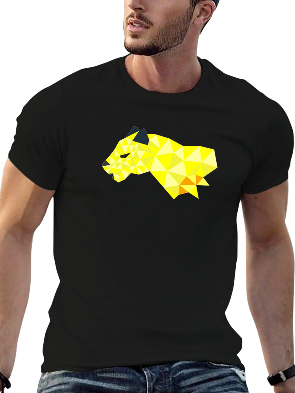 Geometric Panda Graphic Tee - Modern Black T-Shirt