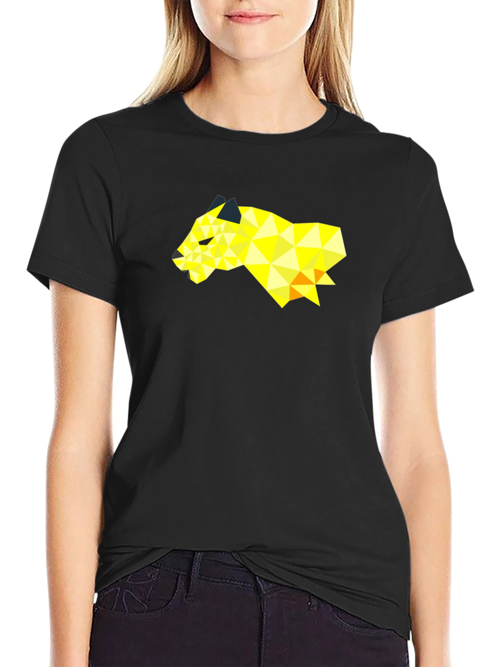 Geometric Panda Graphic Tee - Modern Black T-Shirt