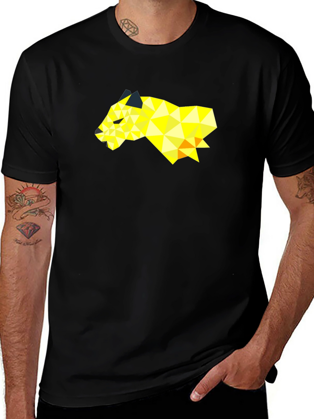 Geometric Panda Graphic Tee - Modern Black T-Shirt