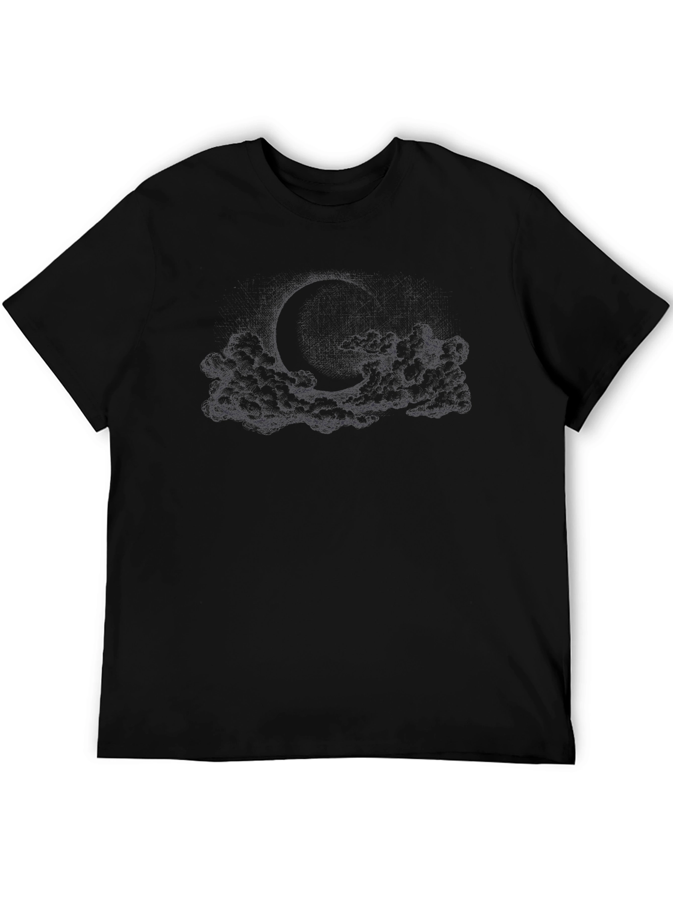 Black Moon & Cloud Graphic Tee - Soft Cotton Blend