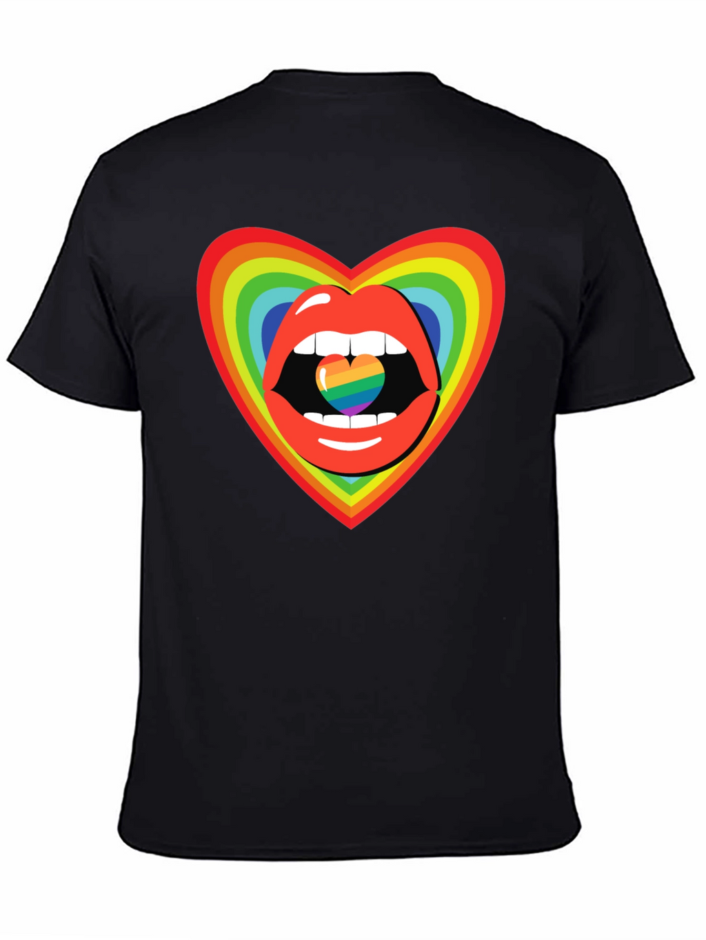 Rainbow Heart Lips Graphic Tee